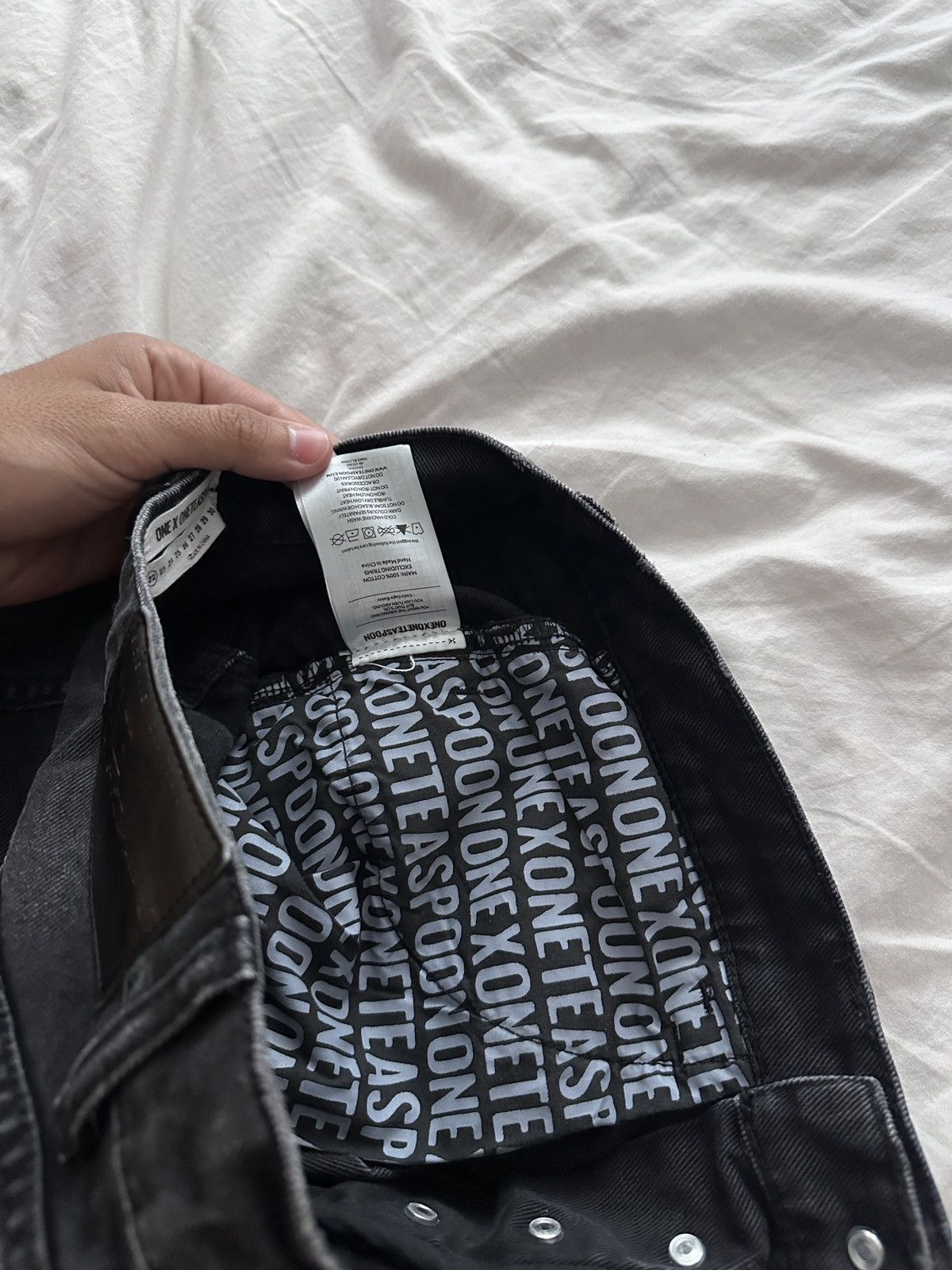 One Teaspoon One x Teaspoon Faded Black Ripped straight Trucker jeans Size 22" - 5 Thumbnail