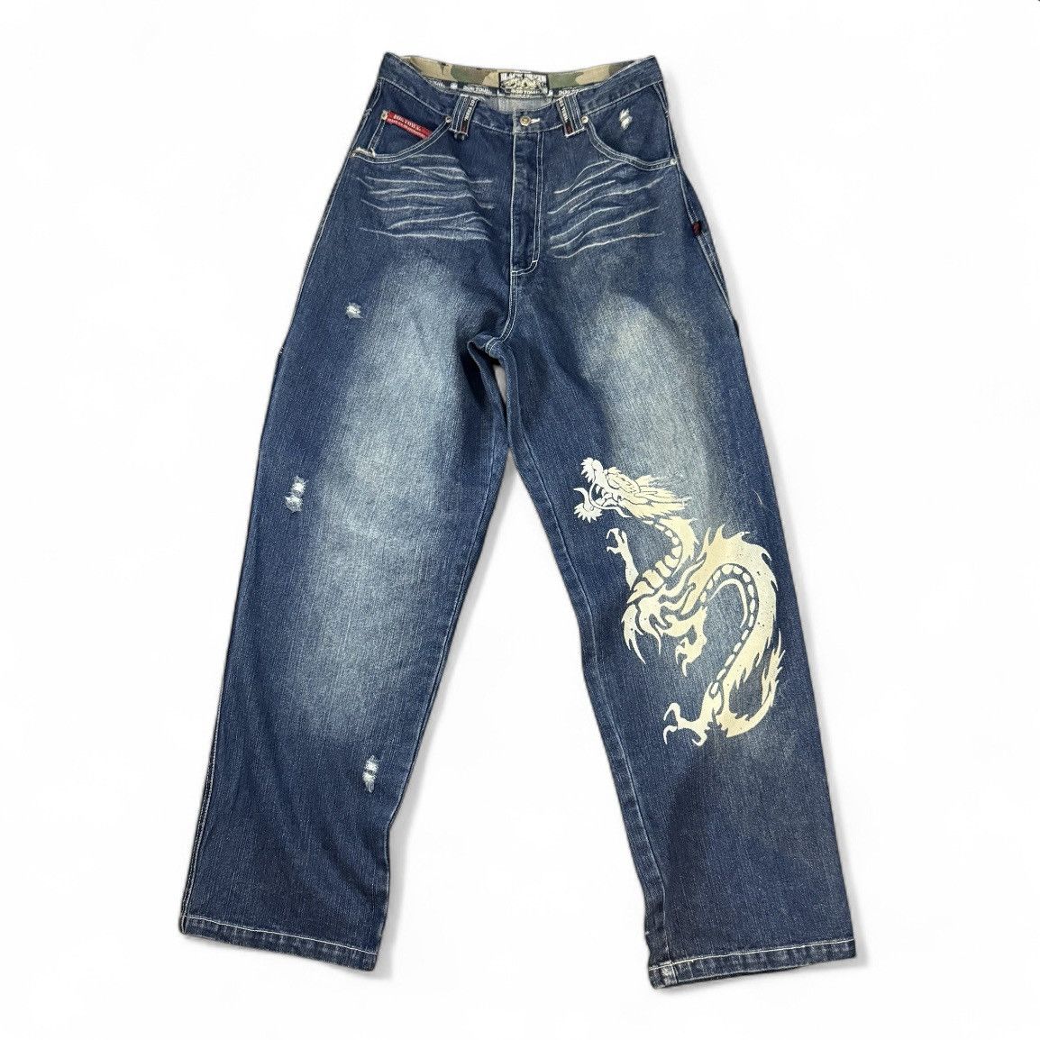 JNCO 🔥🇯🇵 Crazy Sick 90s Dogtown Black Dragon Baggy Rare Pants Size US 32 / EU 48 - 2 Thumbnail
