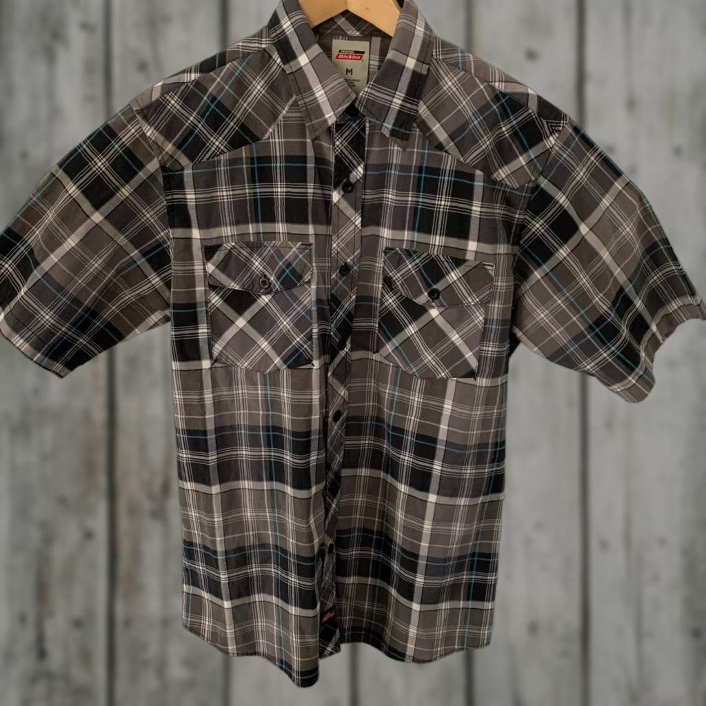 Dickies DICKIES Shirt Mens Medium Gray Plaid Cotton Blend Utility Pockets Button-Up Short Sleeve Workwear Casual Size US M / EU 48-50 / 2 - 1 Thumbnail
