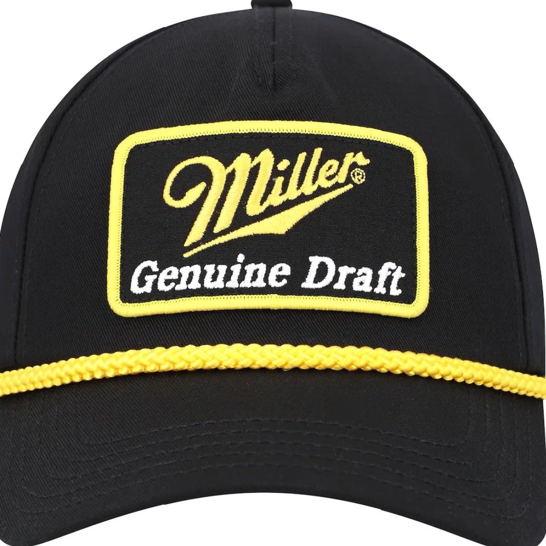 American Needle Miller Genuine Draft Hat Cap Snap Back Rope Trucker Patch MGD Beer Black Gold Size ONE SIZE - 2 Thumbnail
