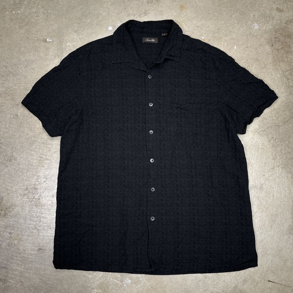 Tasso Elba × Vintage Short Sleeve Button Shirt Black Silk Blend Tasso Elba Size US XL / EU 56 / 4 - 1 Thumbnail