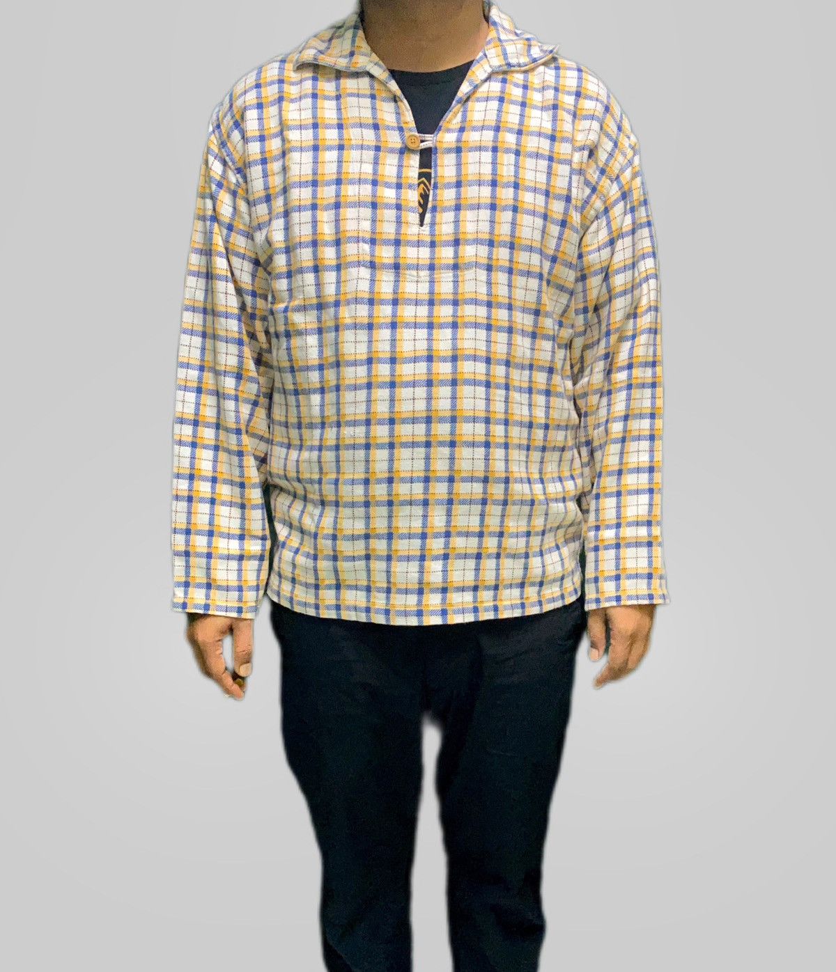 Vintage 45rpm Retro-Hippie Checkered Shirt