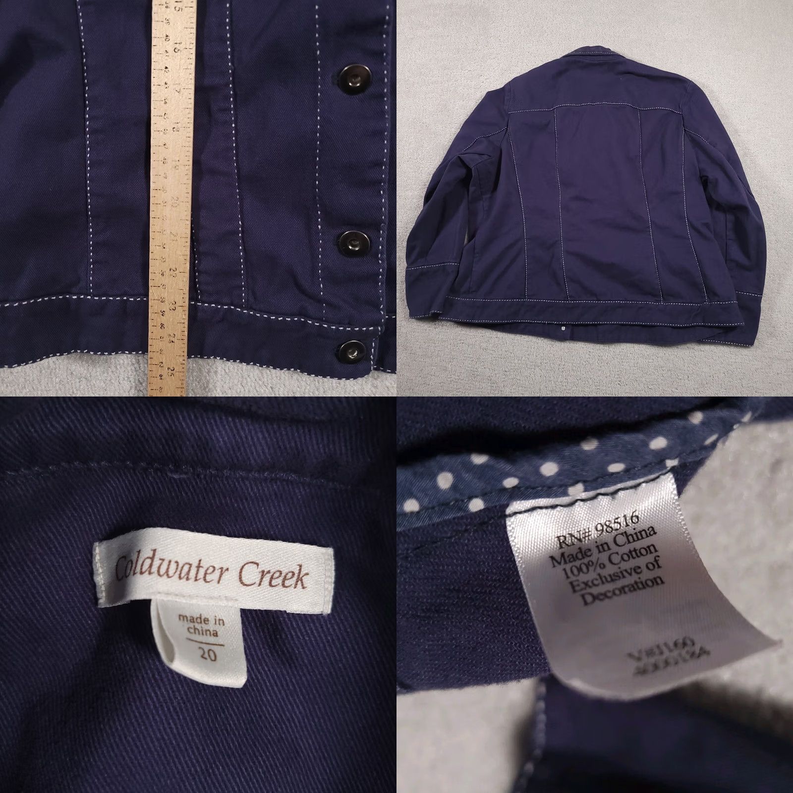 Coldwater Creek Coldwater Creek Denim Jacket Women's 20 Blue Contrasting White Pick Stitch Jacket Women Plus Size 20 Blue Stitching Pockets Modern Casual Size 3XL / US 20-22 - 8 Thumbnail