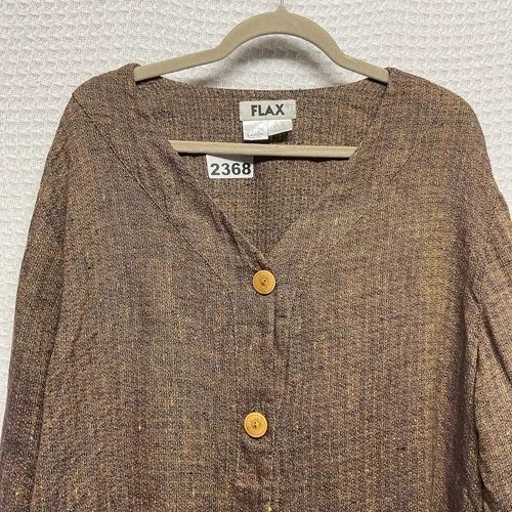 FLAX Flax Linen Peplum Button Front Blouse Jacket Shirt Women XL Size XL / US 12-14 / IT 48-50 - 4 Thumbnail