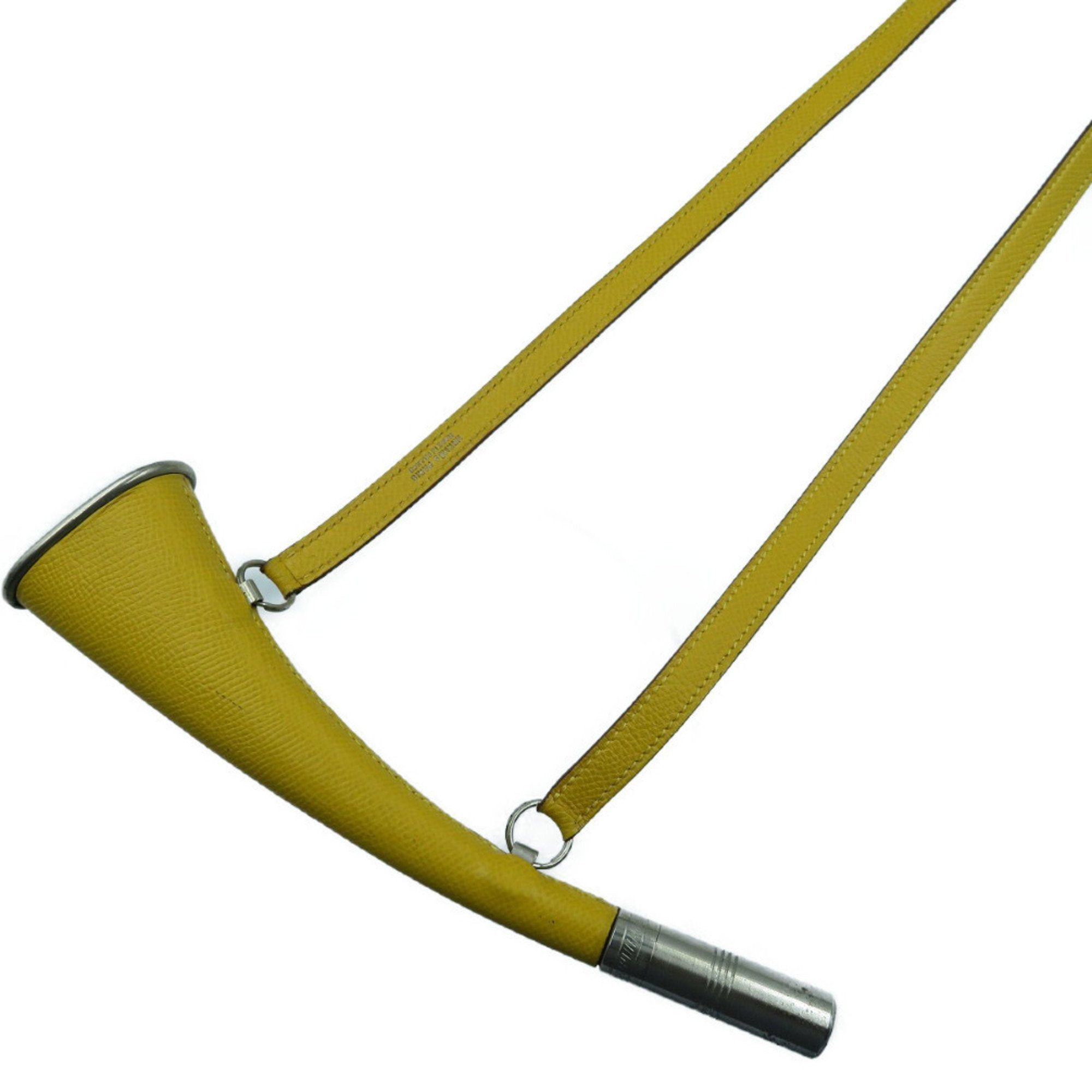 image of Hermes Kushbel Trumpet Horn Necklace Choker B Engraved Yellow 0064 Hermes in Black, Women's