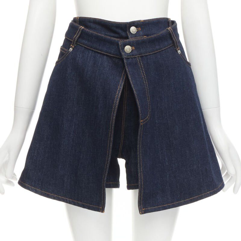 Alexander McQueen ALEXANDER MCQUEEN blue denim double waistband logo patch layered shorts 24" Size 27" / US 4 / IT 40 - 1 Thumbnail