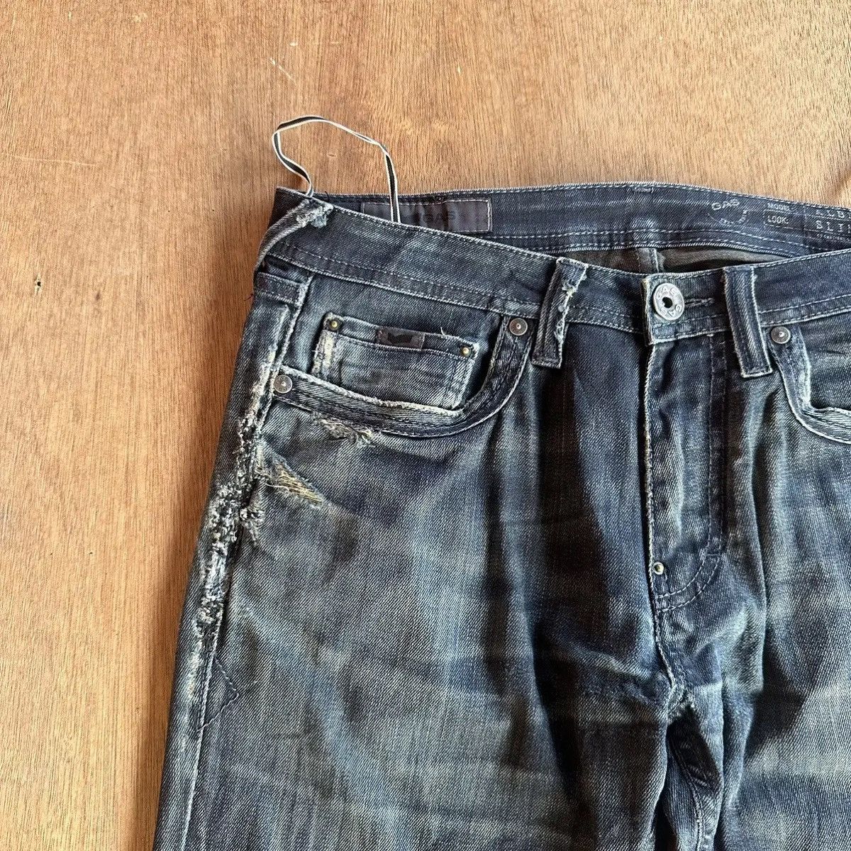GAS GAS JEANS VINTAGE LABEL COW LEATHER DISTRESSED DENIM PANTS Size US 30 / EU 46 - 4 Thumbnail