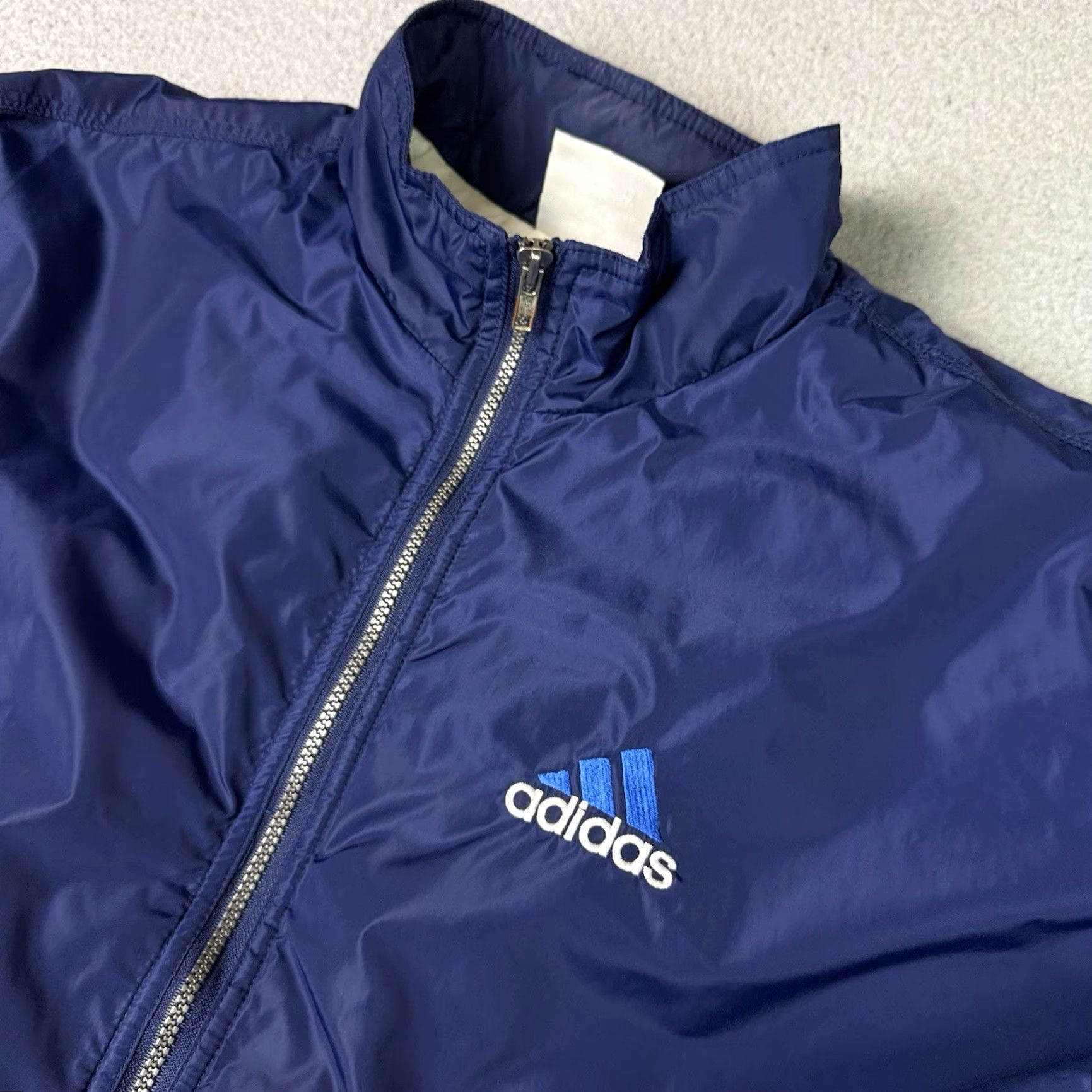 Adidas VINTAGE adidas Puffer Jacket Coat Adult XXL Blue Striped 90s Logo Zipper Size US XXL / EU 58 / 5 - 6 Thumbnail