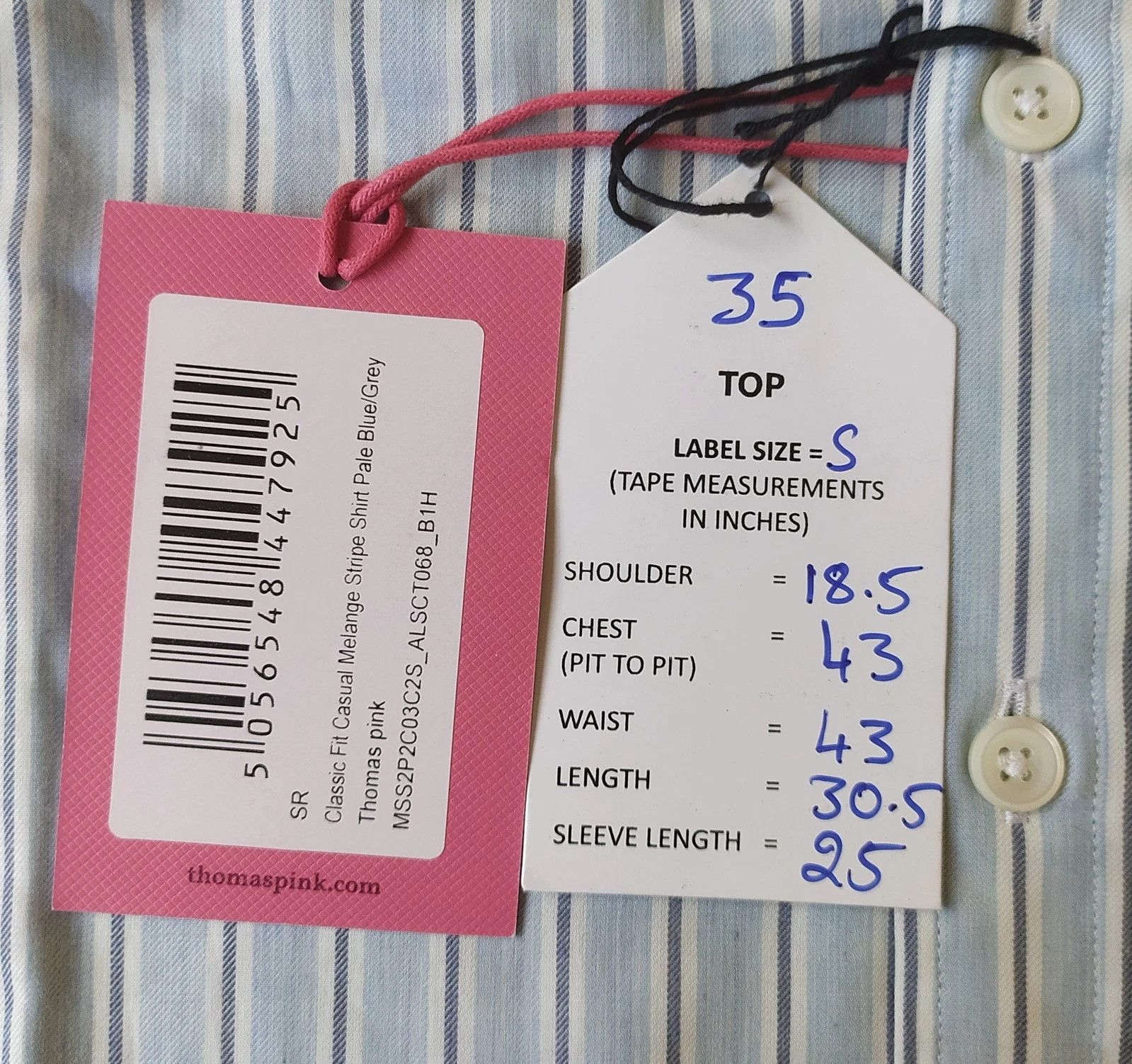 Thomas Pink Thomas Pink Casual Melange Stripe Shirt Free Shipping T/35 Size US S / EU 44-46 / 1 - 7 Thumbnail