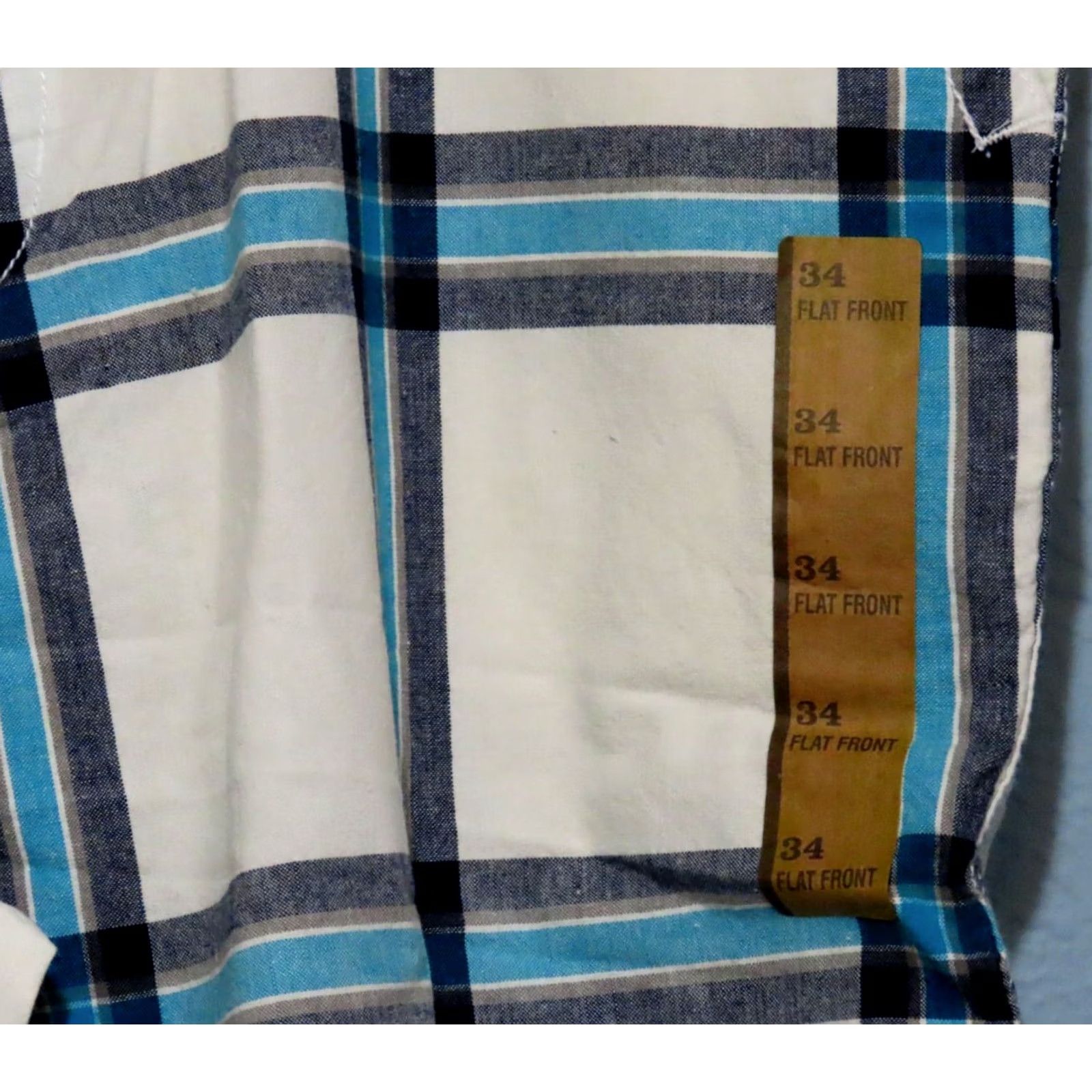 Vintage VINTAGE Roebuck & Co. Young Men's 34 Flat Front White Shorts Blue & Gray Striped NWT Size US 34 / EU 50 - 2 Thumbnail