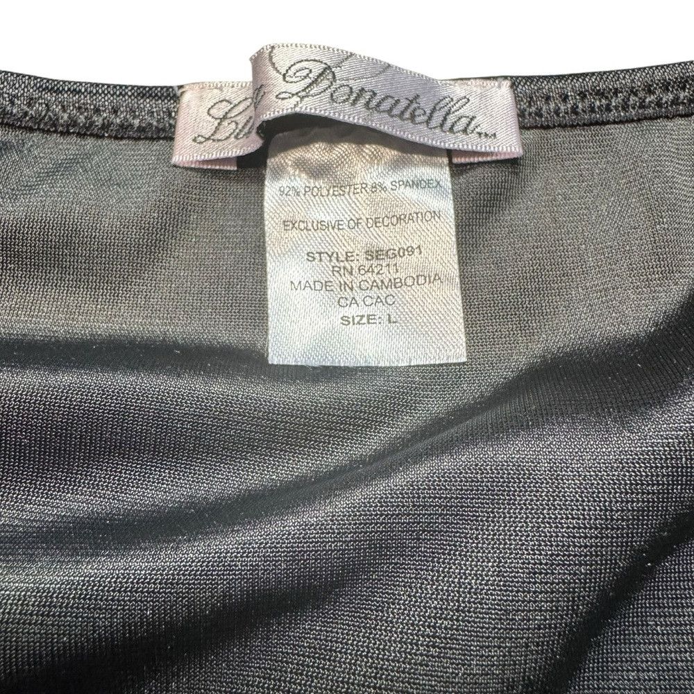 Other Linea Donatella Black Velvet Lace Bow Back Mini Slip Chemis Size L / US 10 / IT 46 - 8 Thumbnail