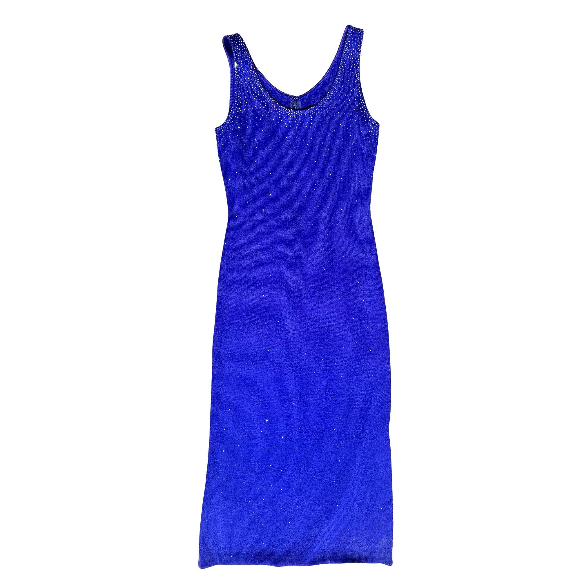 St. John Vintage Dress by St John 2 Royal Purple Santana Knit Maxi Rh Size XS / US 0-2 / IT 36-38 - 12 Thumbnail