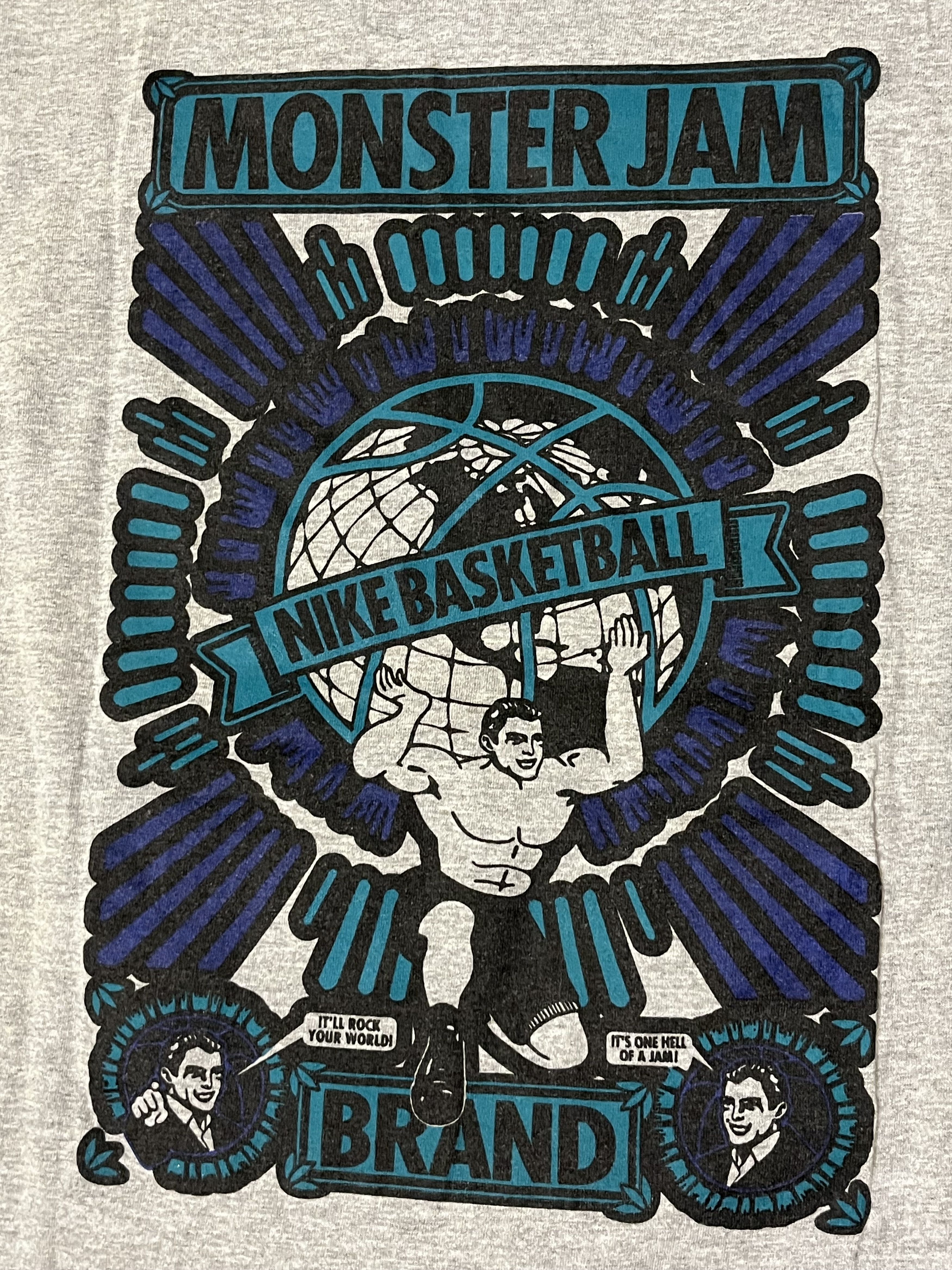 NBA × Nike × Vintage 90s Nike Basketball Monster Jam Rare "IT'LL ROCK YOUR WORLD" Size US XL / EU 56 / 4 - 4 Thumbnail