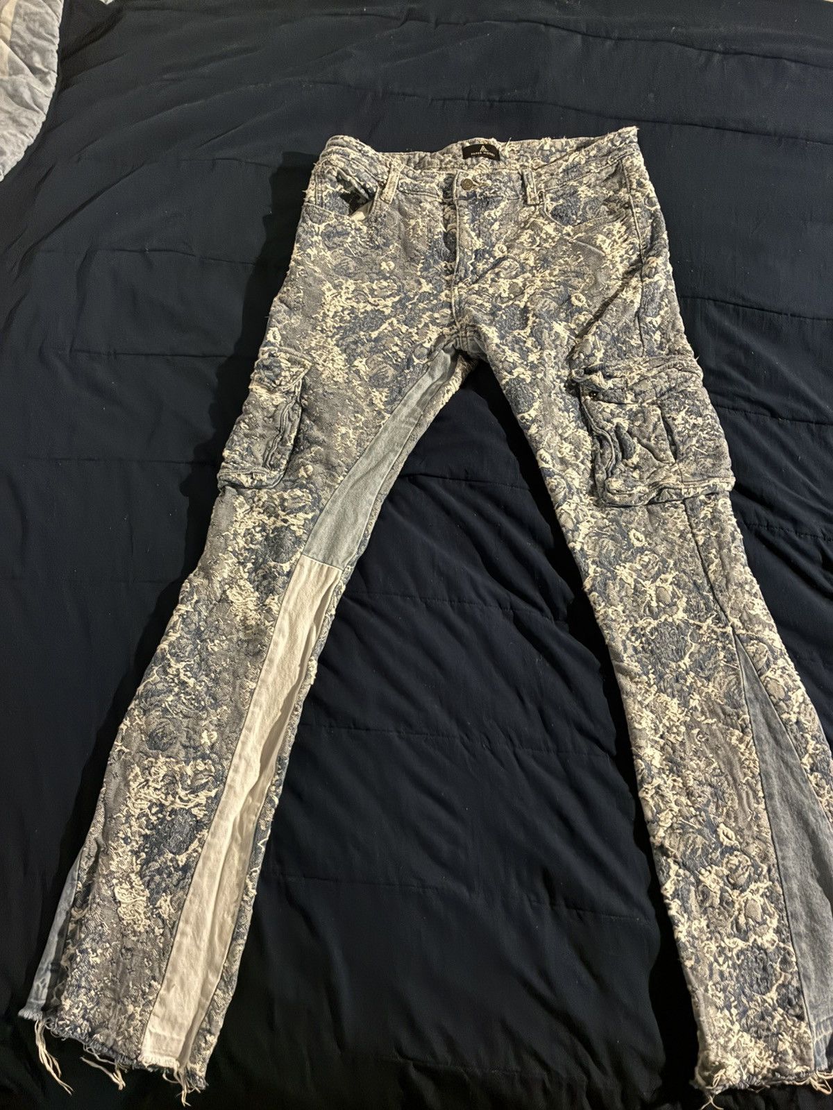 Other Blue engraved design flared denim Size US 34 / EU 50 - 1 Thumbnail