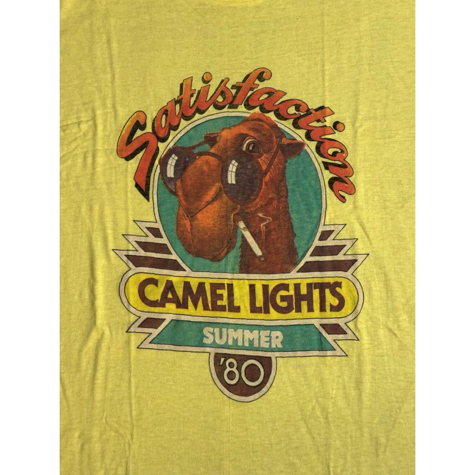 Hanes VINTAGE Hanes Camel Lights T-Shirt 1980s Deadstock W/ Bag Yellow L Men Short Sleeve Crew Neck 80s Advertising Racing Cars Motorcycle Sunmer Size US L / EU 52-54 / 3 - 3 Thumbnail