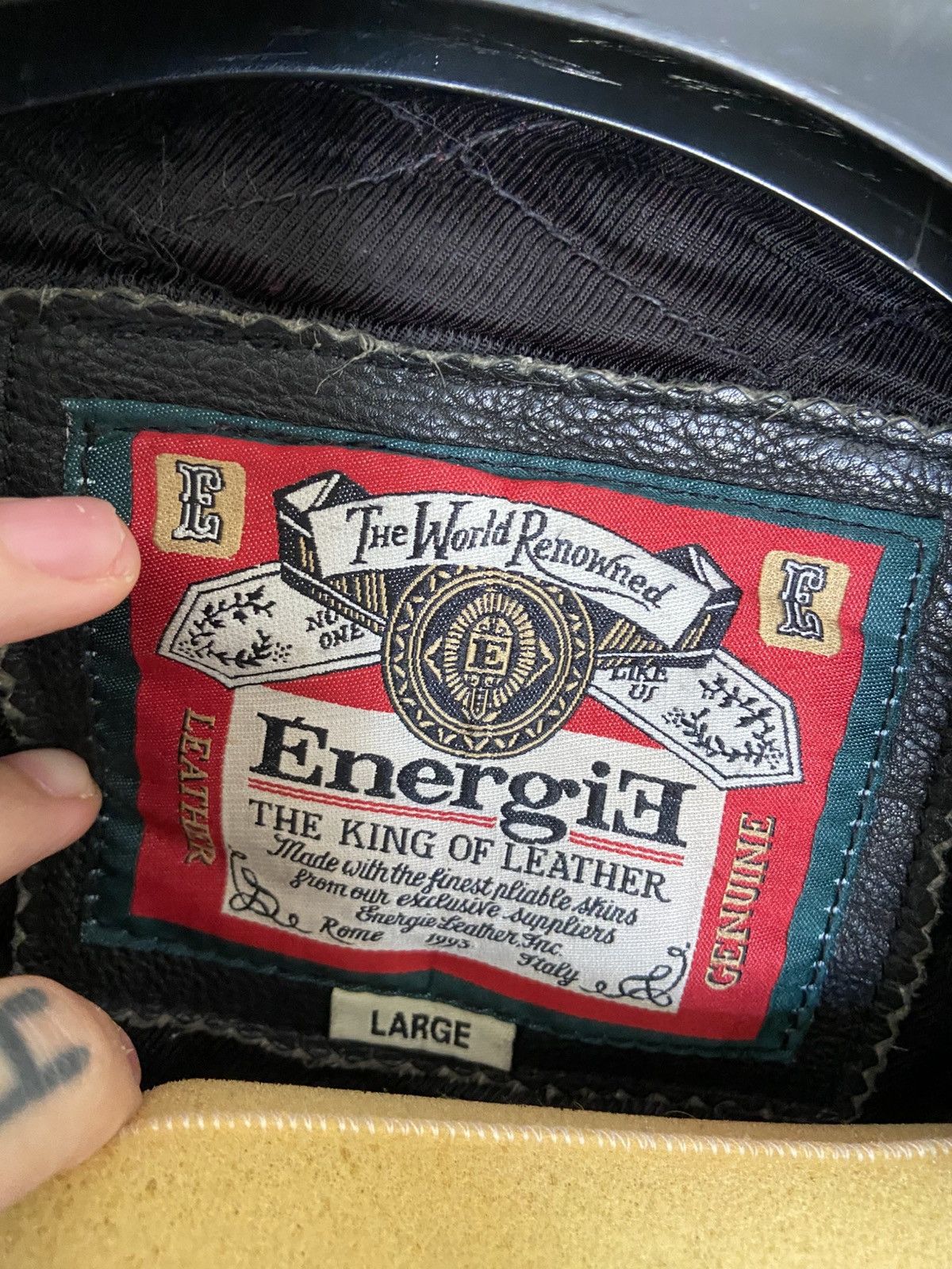 Genuine Leather Vintage Fireman Clasp leather jacket Size US L / EU 52-54 / 3 - 8 Thumbnail