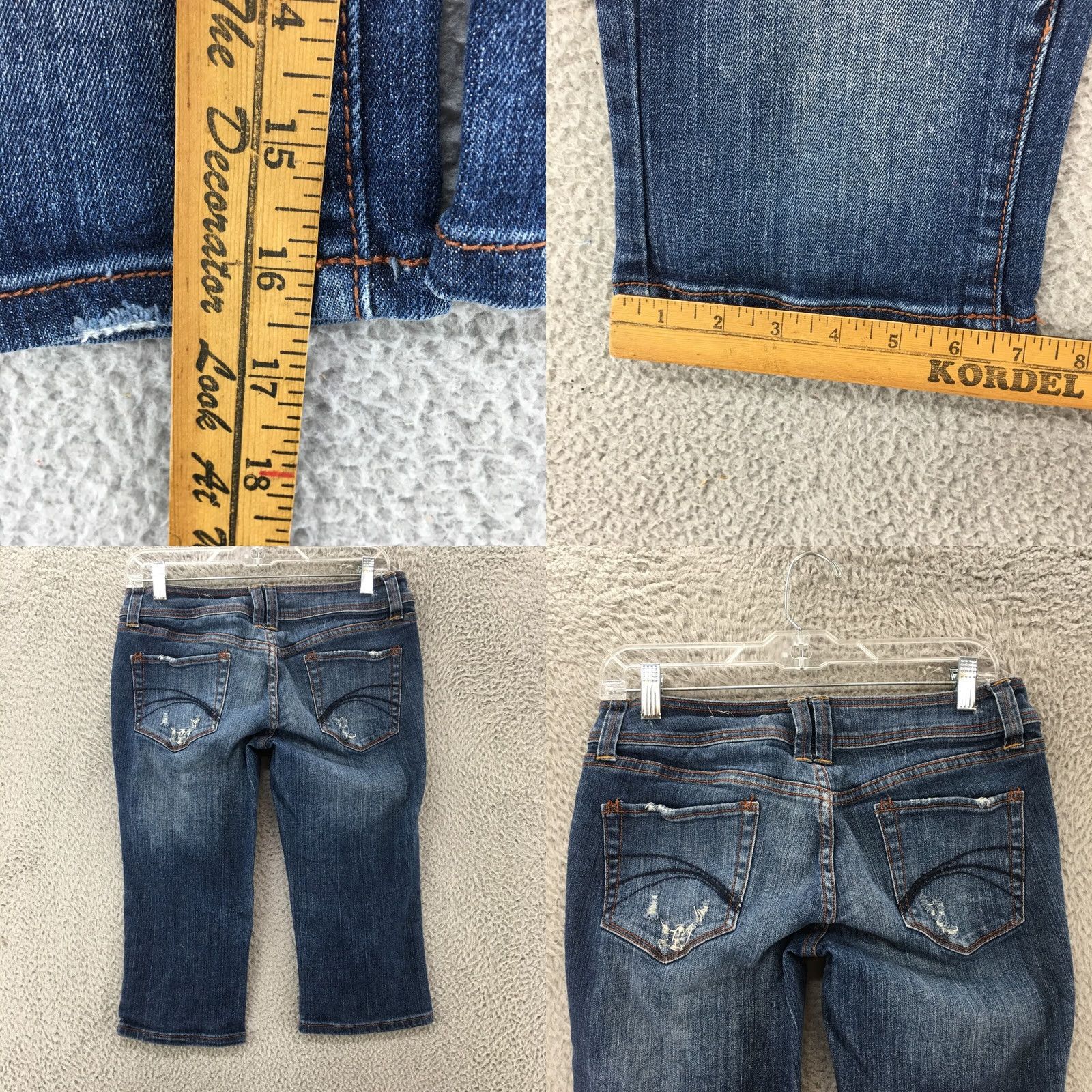 Decree Decree Skimmer Shorts Womens 9 Blue Dark Wash Denim Low Rise 5 Pockets Zip Fly Size 30" / US 8 / IT 44 - 8 Thumbnail