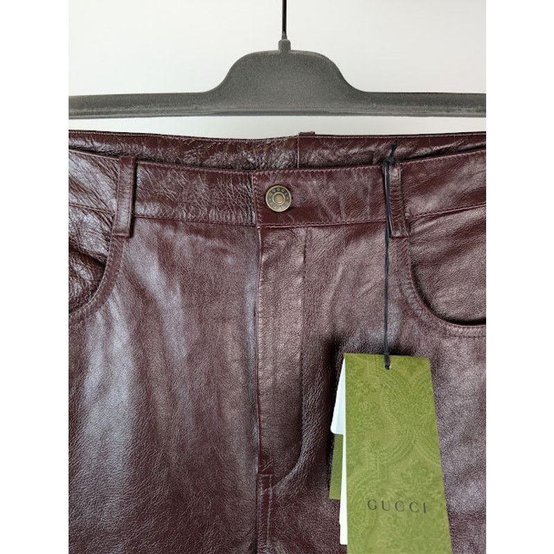 Gucci o1rshd1 Soft Leather Pants in Bordeaux Size US 32 / EU 48 - 8 Thumbnail