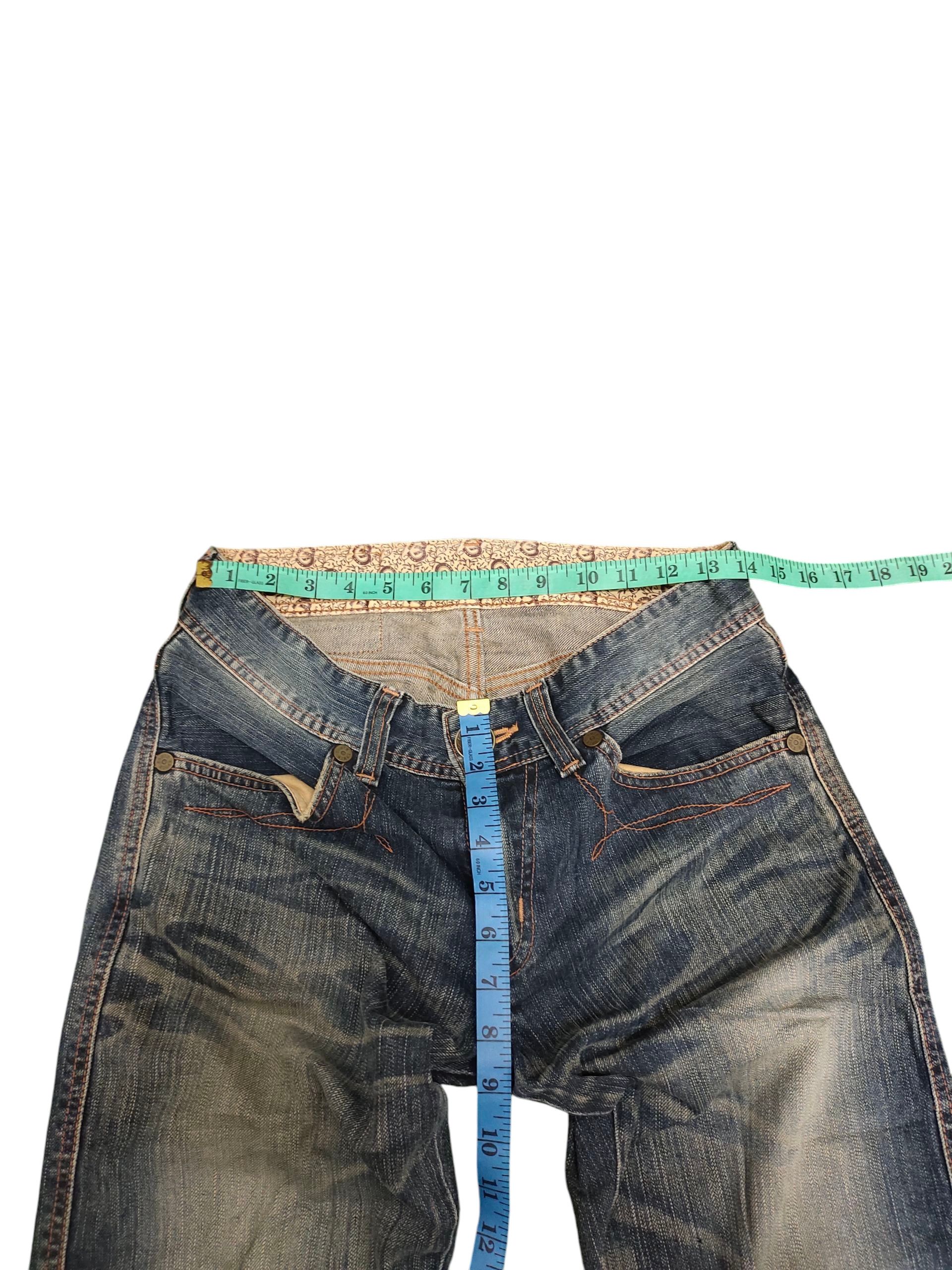 Tornado Mart Flare Jeans Edwin Blue Trip Leather Trim Clawmark Bootcut Size US 29 - 16 Thumbnail