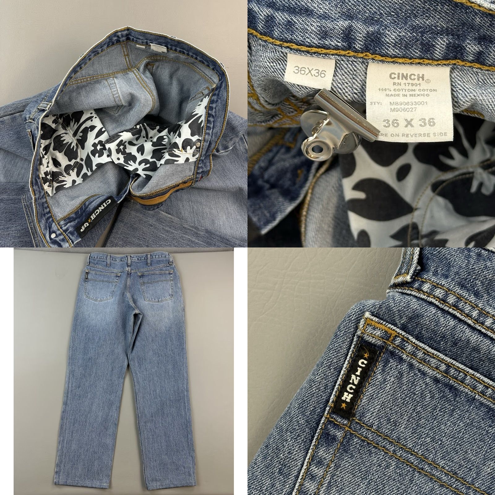 Vintage Cinch Jeans Mens 36x34 Medium Stone Tapered Western Rodeo Shirt? Size US 36 / EU 52 - 8 Thumbnail