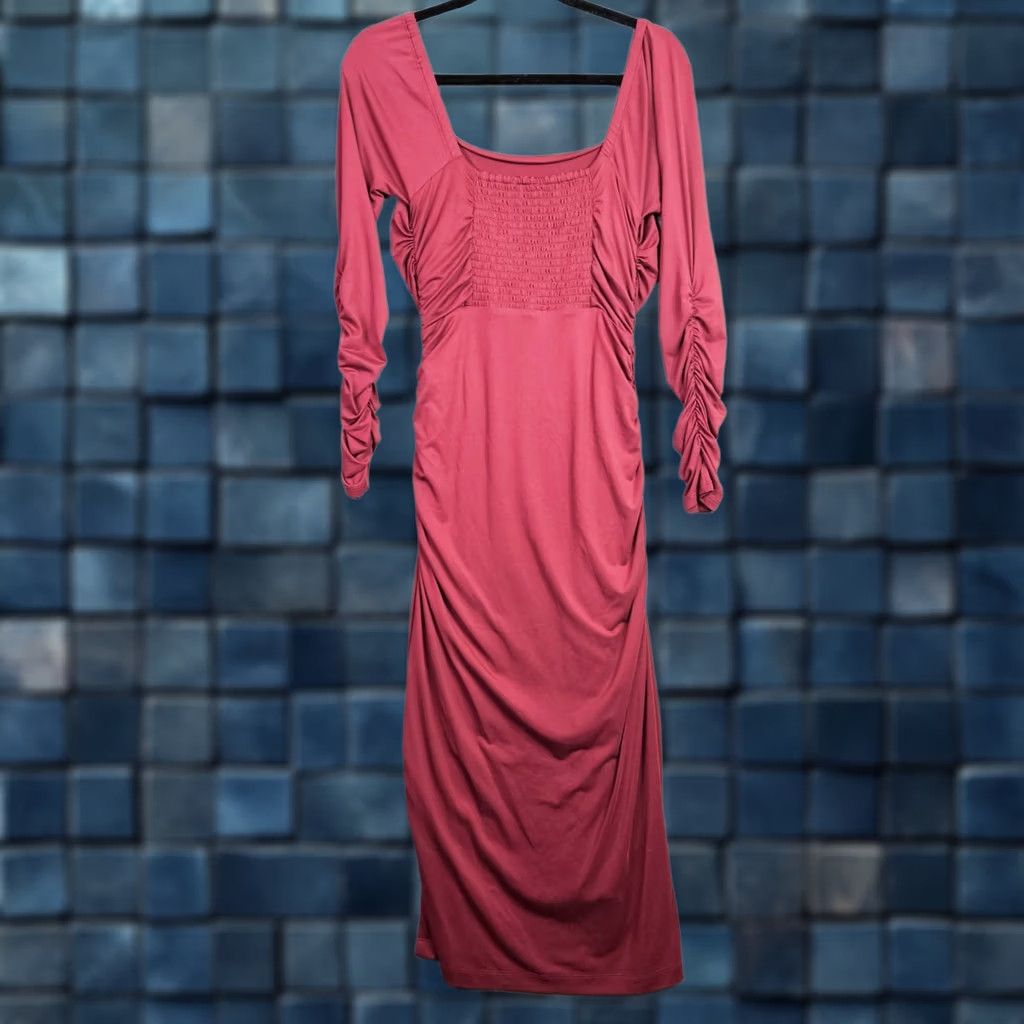 anthropologie red dress long-sleeve Anthropologie Long-Sleeve Mini Dress In Red - 70% Off
