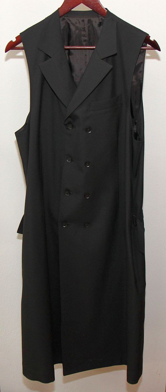 Ground Y Ground Y Unisex Long Vest Wool Polyester Size 3 Black Size 40R - 1 Thumbnail