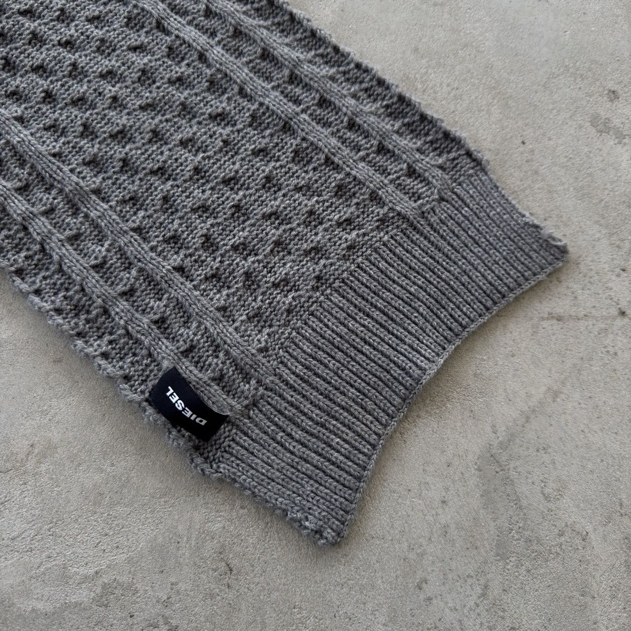 Diesel Diesel Grey Cable Knit Scarf Wool Blend Vintage Size ONE SIZE - 3 Thumbnail