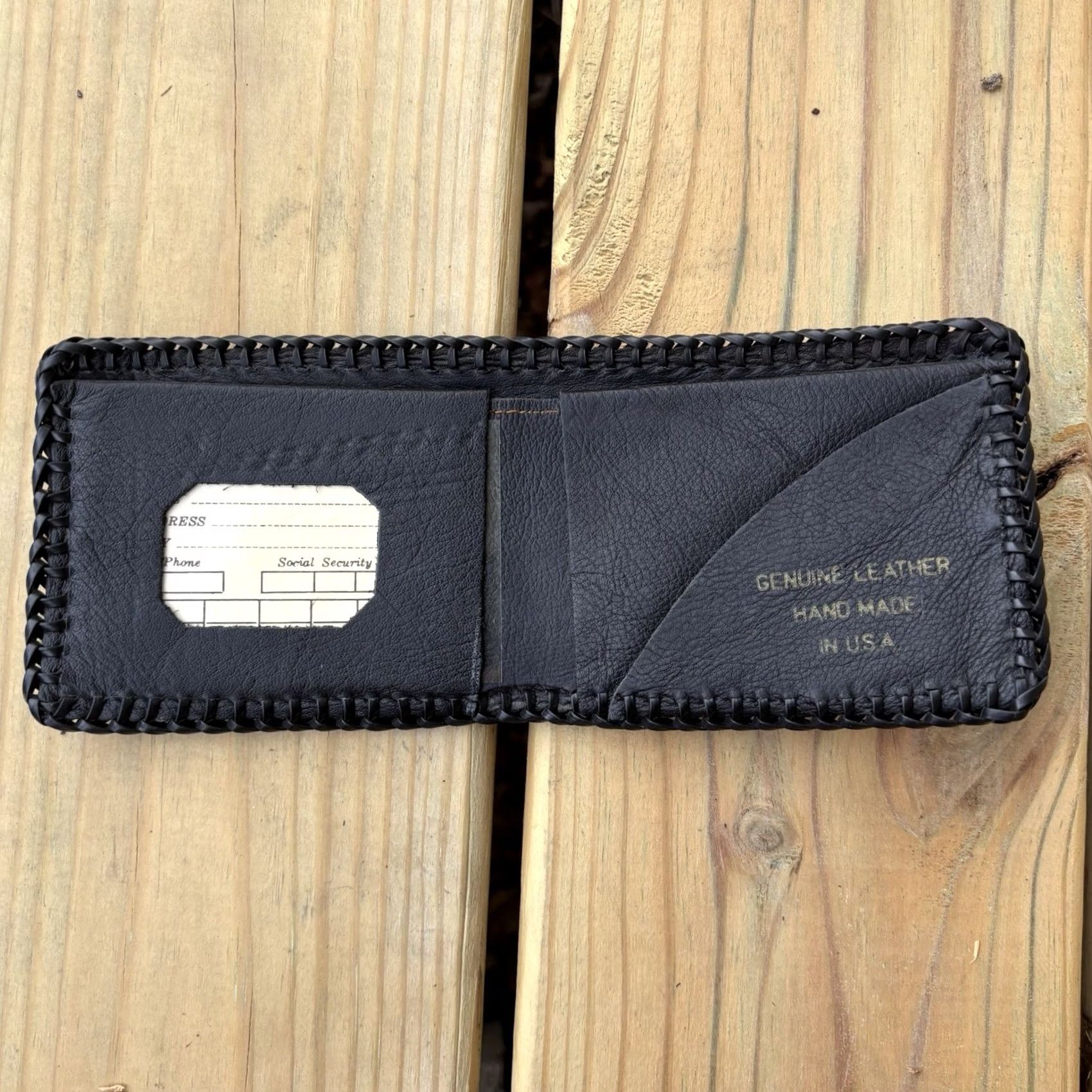 Vintage VINTAGE Leather Wallet Hand Tooled Bifold Motorcycle Scene Biker Whipstitch Brown Wallet Men Bi-fold Leather Size ONE SIZE - 2 Thumbnail