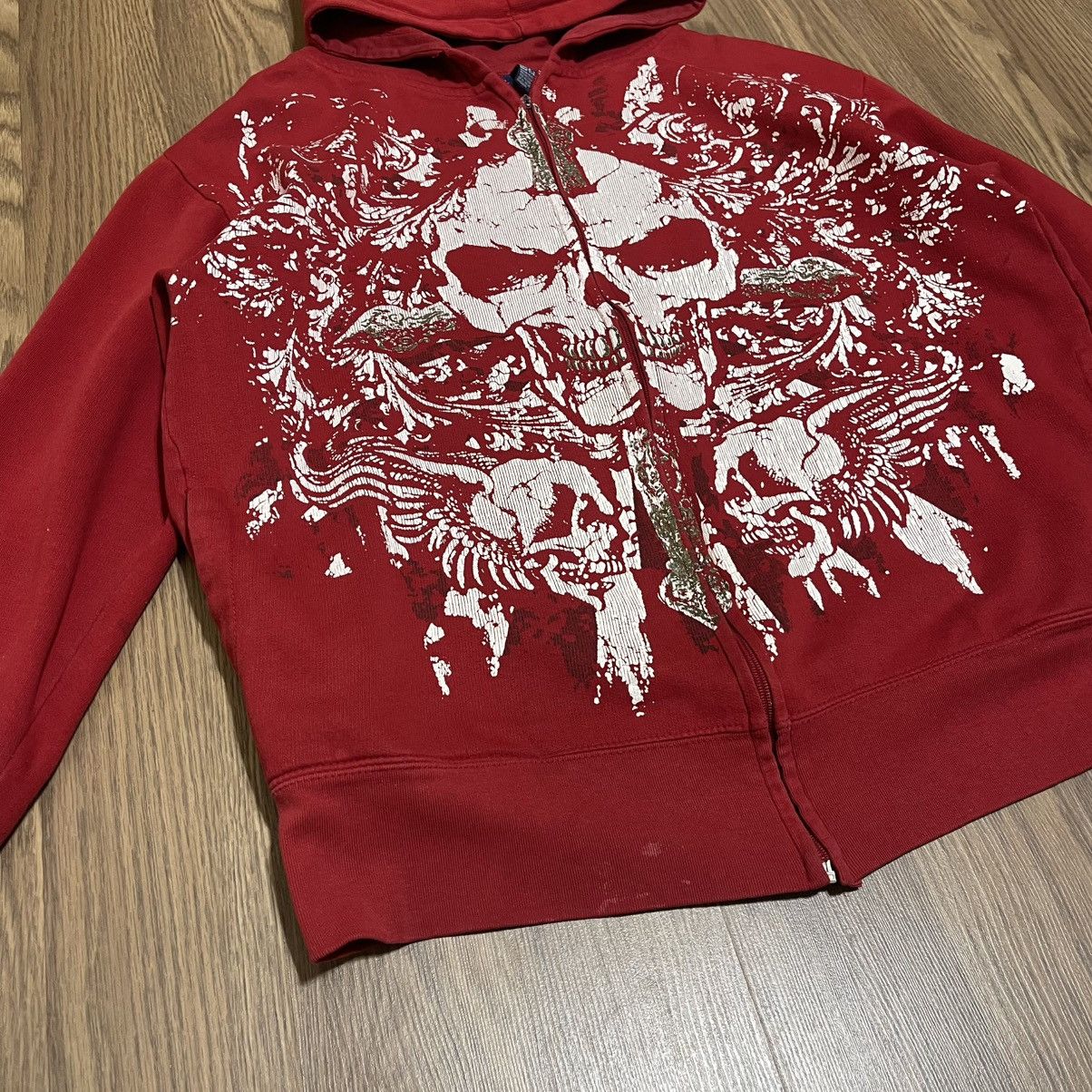 Bugle Boy Y2K Red Bugle Boy skull zip-up skull and wings zip up hoodie Size US L / EU 52-54 / 3 - 3 Thumbnail