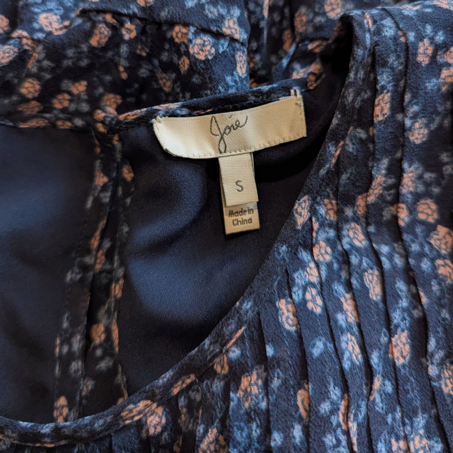 Joie Joie Tahoma Silk Blue Pintuck Floral Babydoll Ruffle Dress Size S / US 4 / IT 40 - 5 Thumbnail