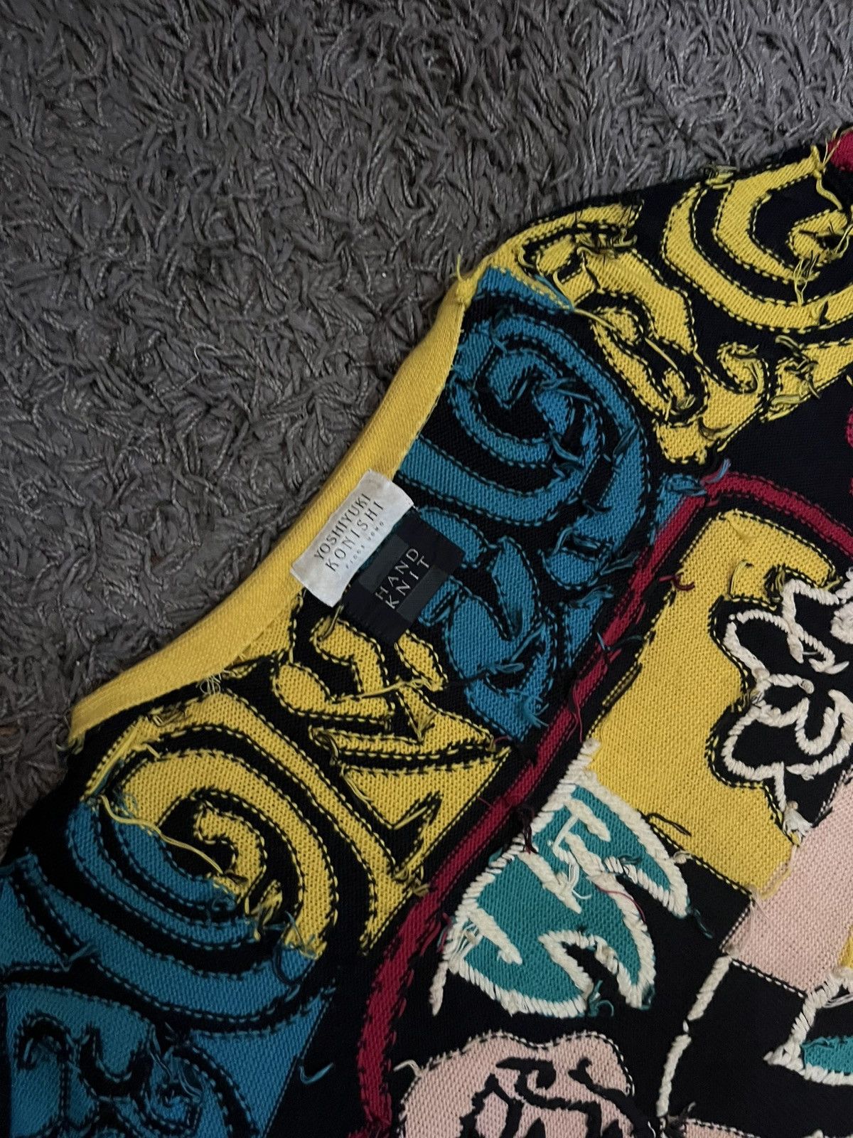 Yoshiyuki Konishi 1990s hand knit bold abstract artwork #D1 Size US L / EU 52-54 / 3 - 8 Thumbnail