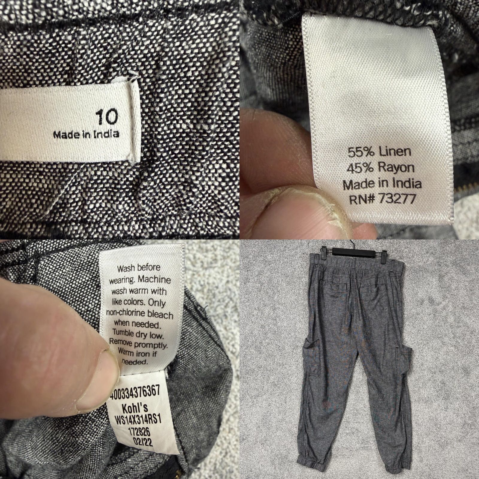 Vintage Sonoma Cargo Pants Womens Size 10 Gray Jogger Linen Blend Lagenlook Utility Pants Size 32" / US 10 / IT 46 - 9 Thumbnail