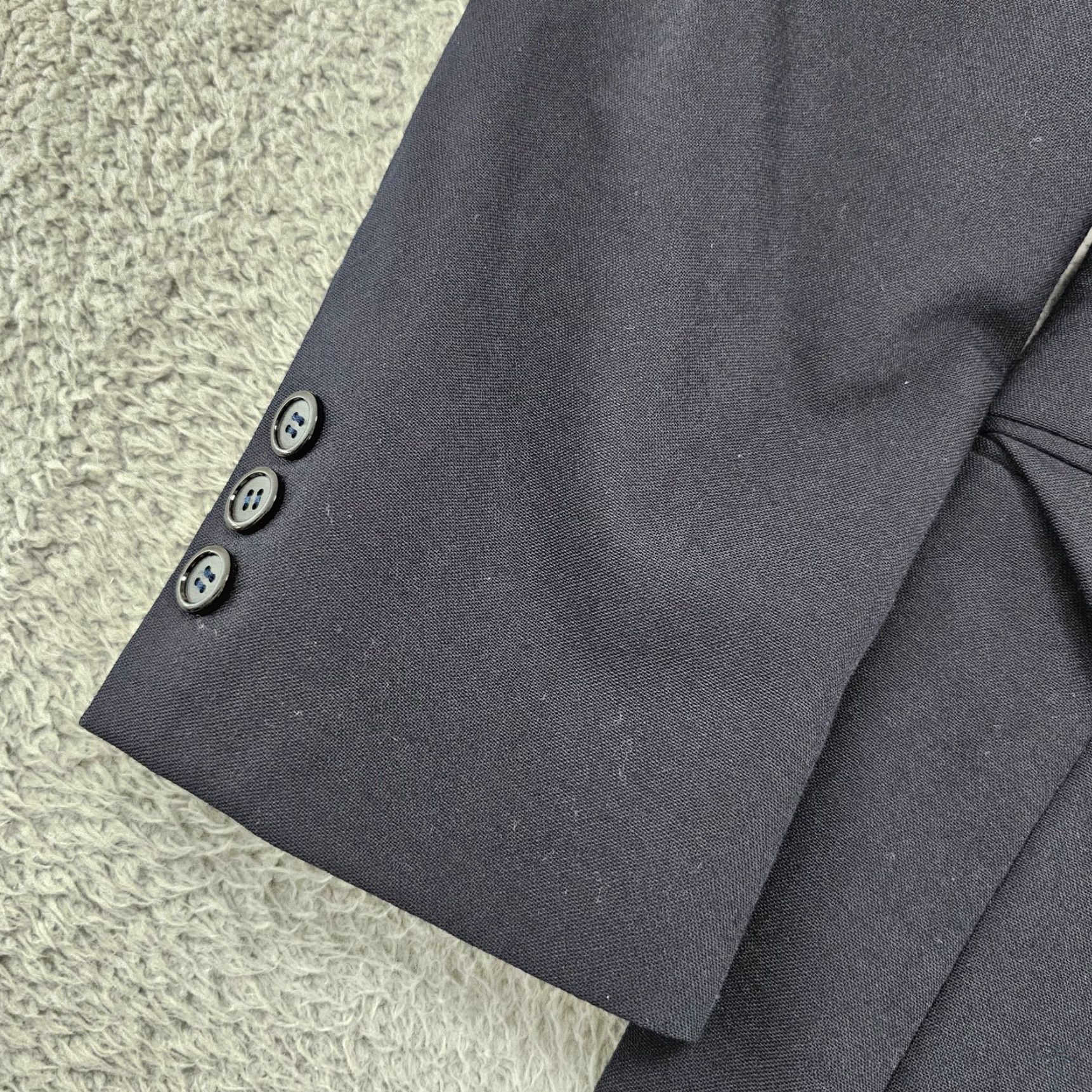 Stafford Stafford Blazer Sport Coat Two Button Casual Jacket Wool Navy 42R Mens Regular Fit Notch Lapel Single-Breasted Solid Color Wool Jacket Size 42R - 3 Thumbnail