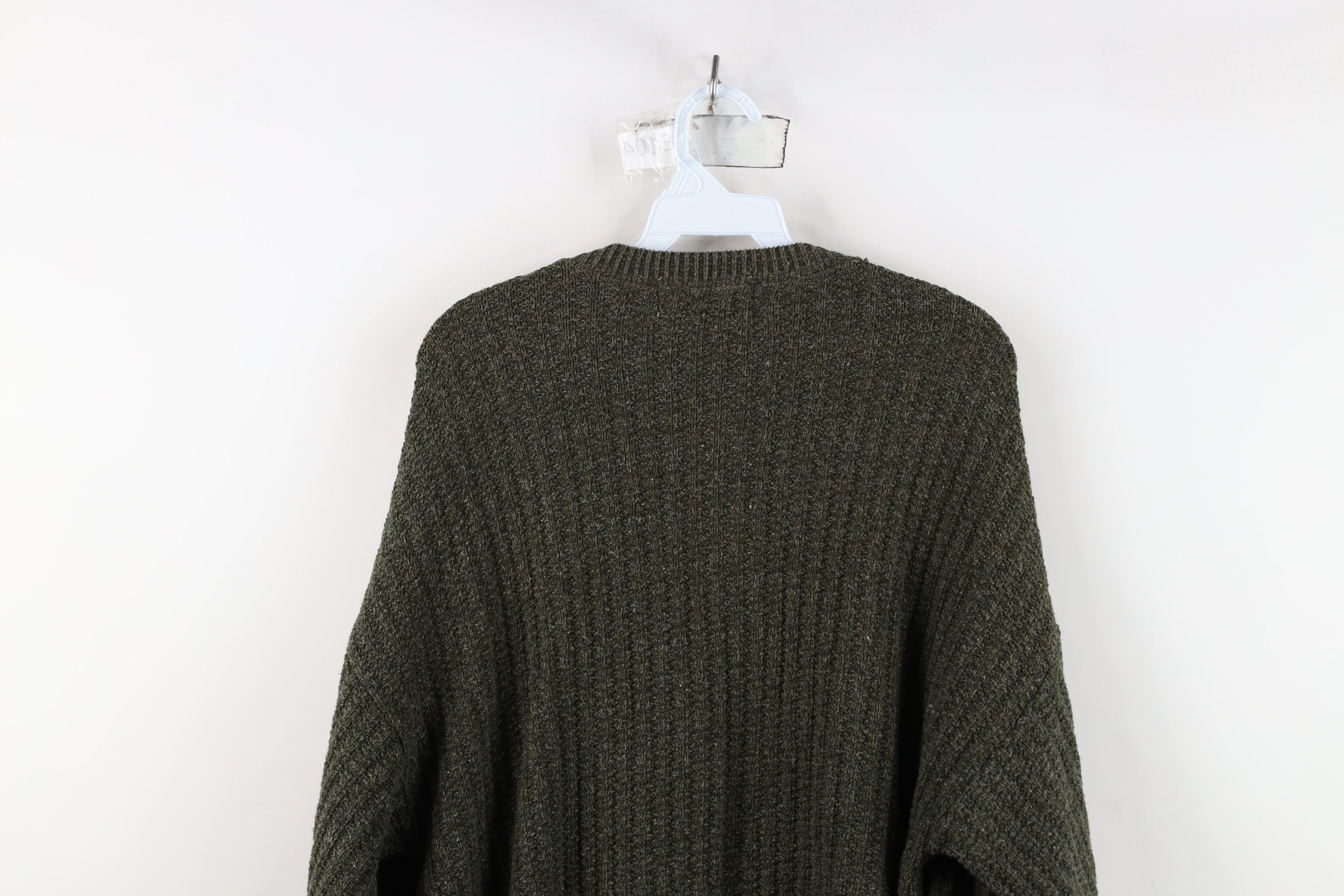 Vintage Vintage 90s Streetwear Ribbed Knit Henley Sweater Green USA Size US L / EU 52-54 / 3 - 8 Thumbnail