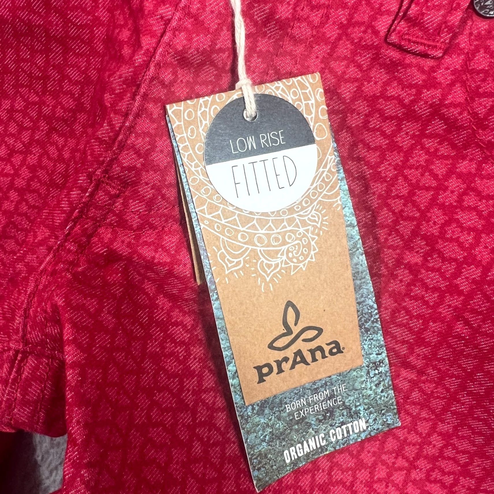 Prana prAna Womens Skinny Jeans Size 0 Red Geometric Organic Cotton Fitted 5-Pocket Size 25" / US 0 / IT 36 - 5 Thumbnail