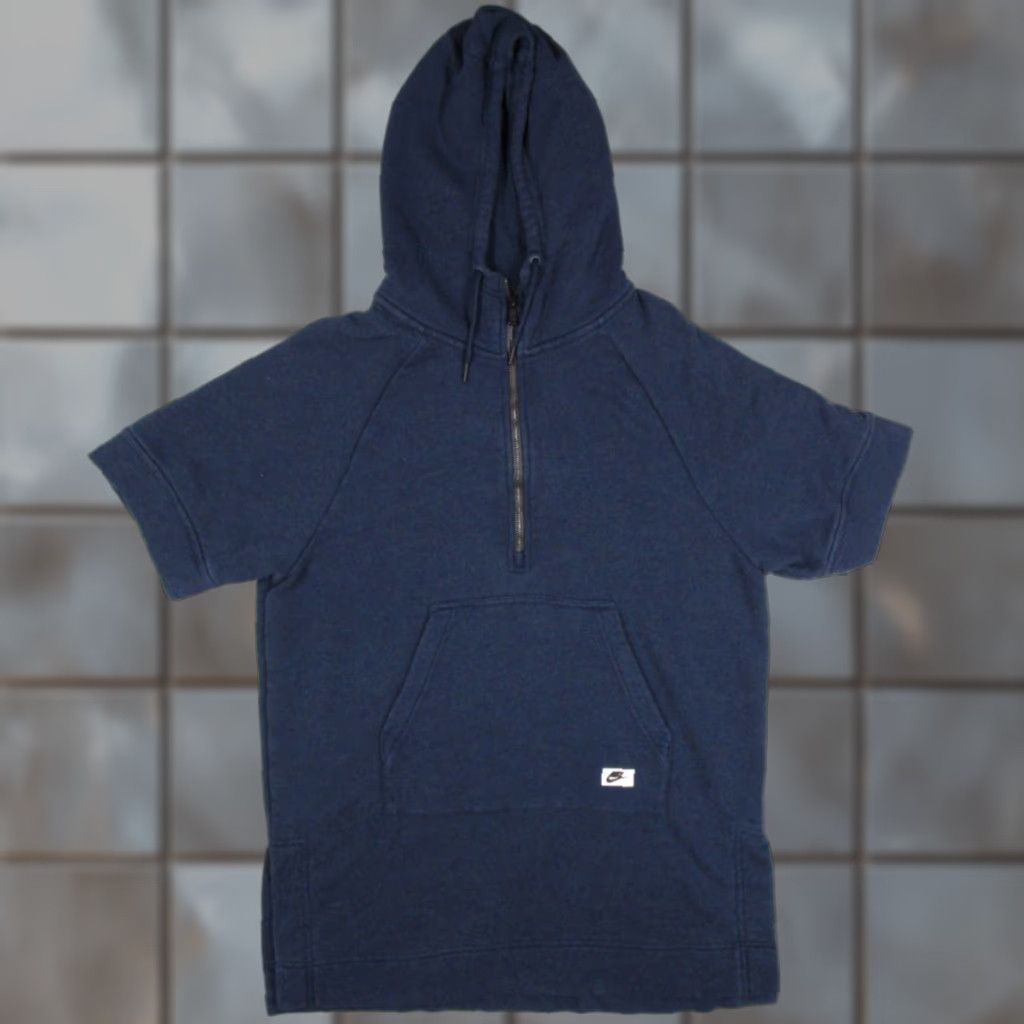 Nike NIKE Hoodie Women XS Blue Short Sleeve 1/4 Zip Pullover Activewear Gym Size XS / US 0-2 / IT 36-38 - 1 Thumbnail