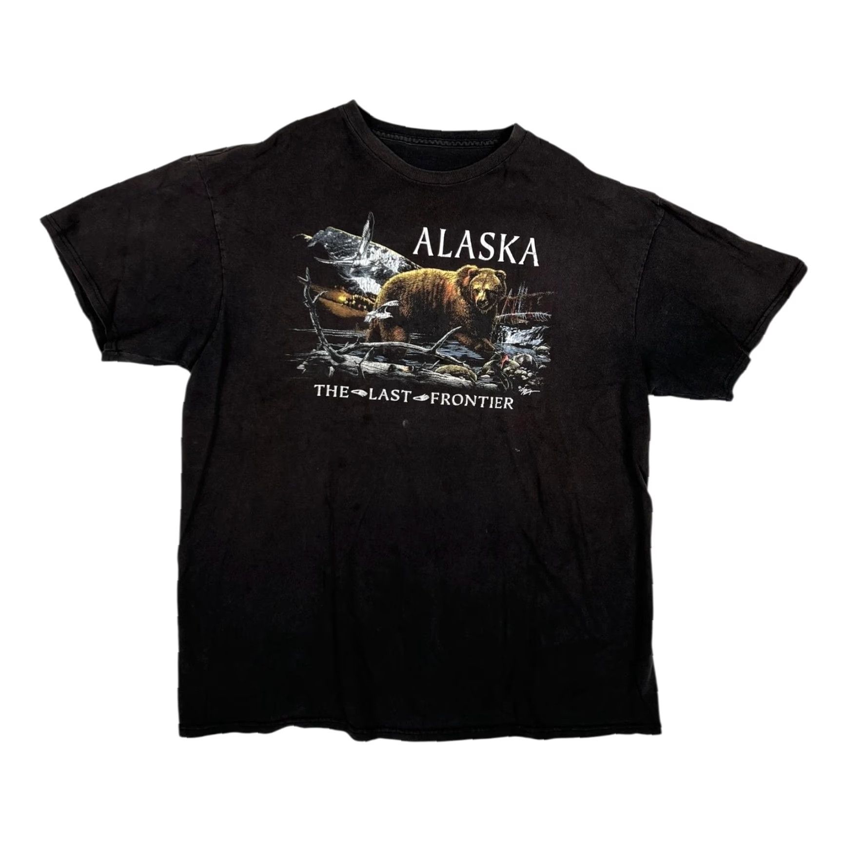 Vintage VINTAGE Alaska Bear T-Shirt Mens Large Black The Last Frontier Souvenir Nature Shirt Mens Large Black Bear Graphic Print 90s Size US L / EU 52-54 / 3 - 2 Thumbnail