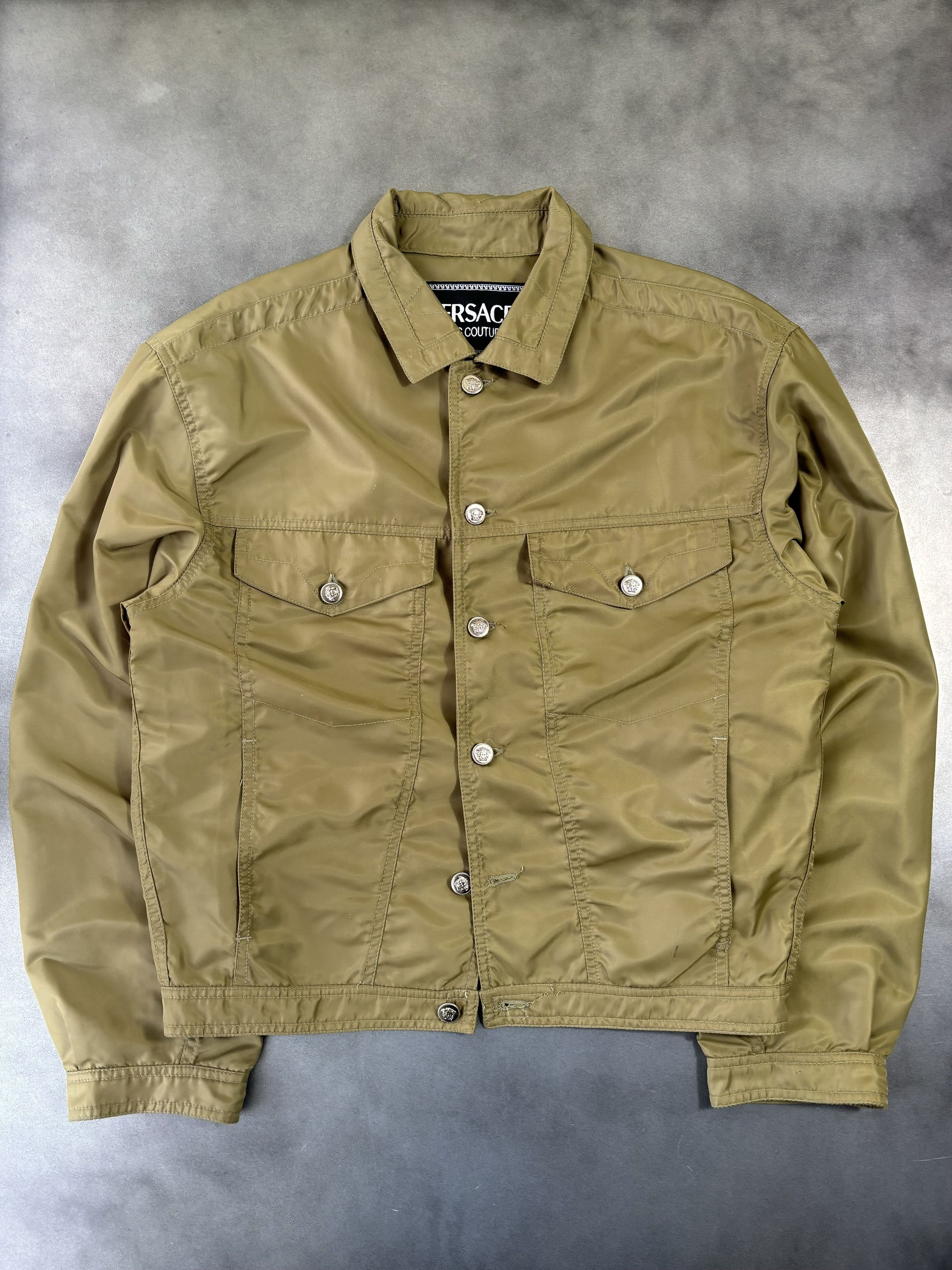 Versace × Versace Jeans Couture × Vintage 1990s Versace Jeans Couture Nylon Tucker Jacket Vintage Boxy Size US M / EU 48-50 / 2 - 2 Thumbnail