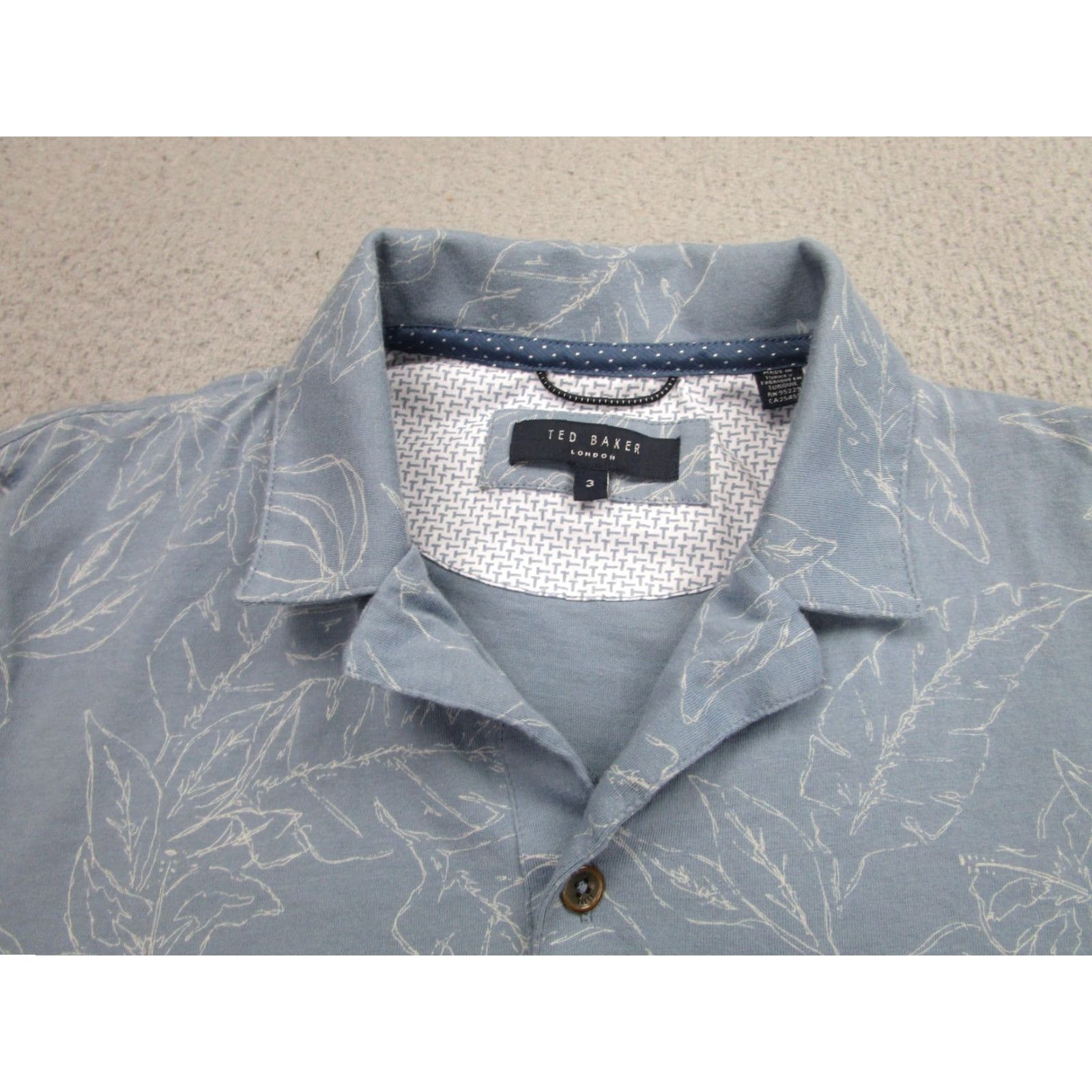 Ted Baker Ted Baker Polo Shirt Men's Medium Sky Blue Floral Print Short Sleeve Chest Pocket Tropical Size US M / EU 48-50 / 2 - 4 Thumbnail