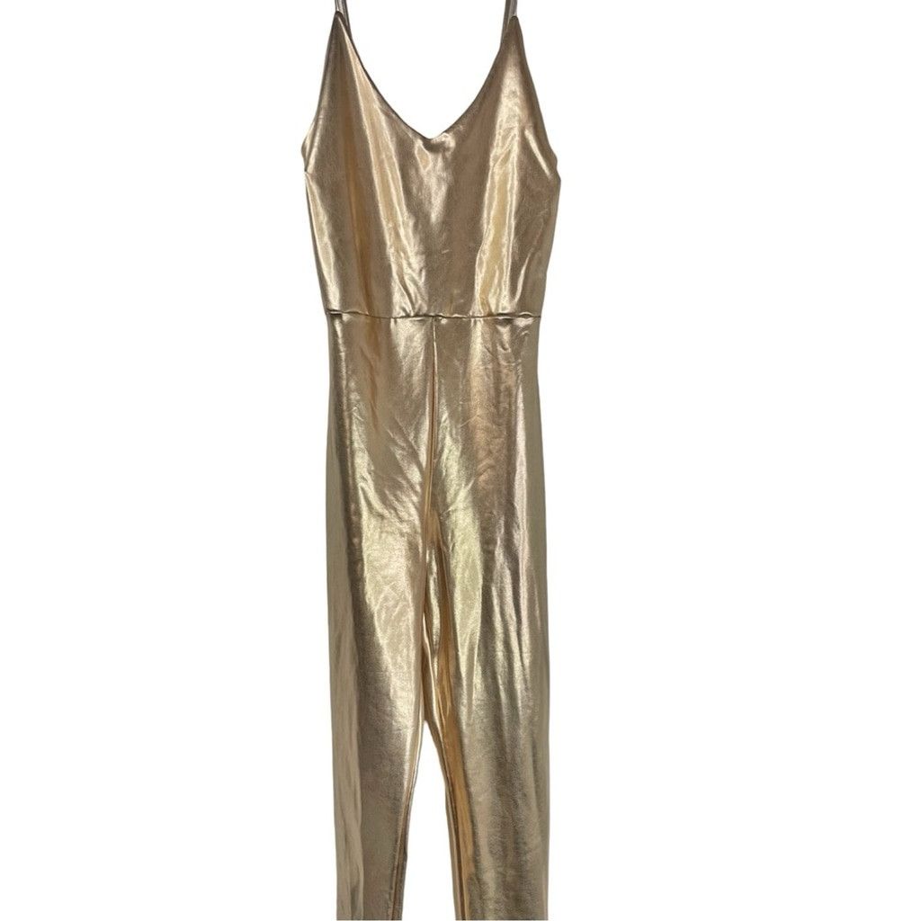 Other DEXIRE Women's Metallic Rose Gold Jumpsuit Stretchy Fabric L Size 34" / US 12 / IT 48 - 3 Thumbnail