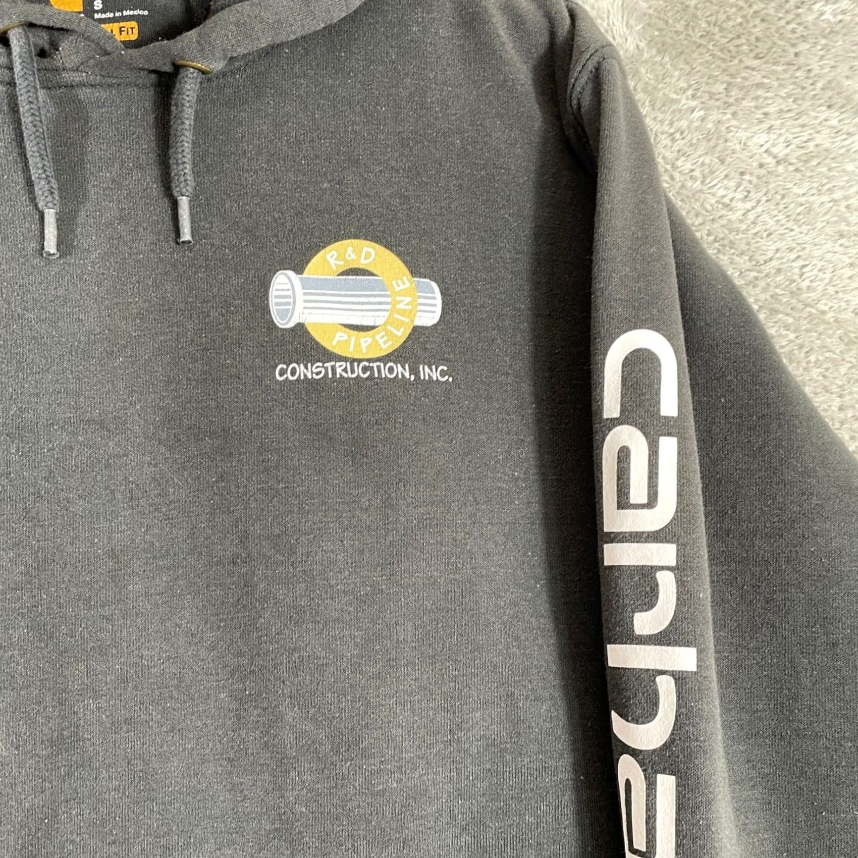 Carhartt Carhartt Hoodie Mens Small Black R&D Pipeline Construction Sleeve Logo Workwear Size US S / EU 44-46 / 1 - 5 Thumbnail