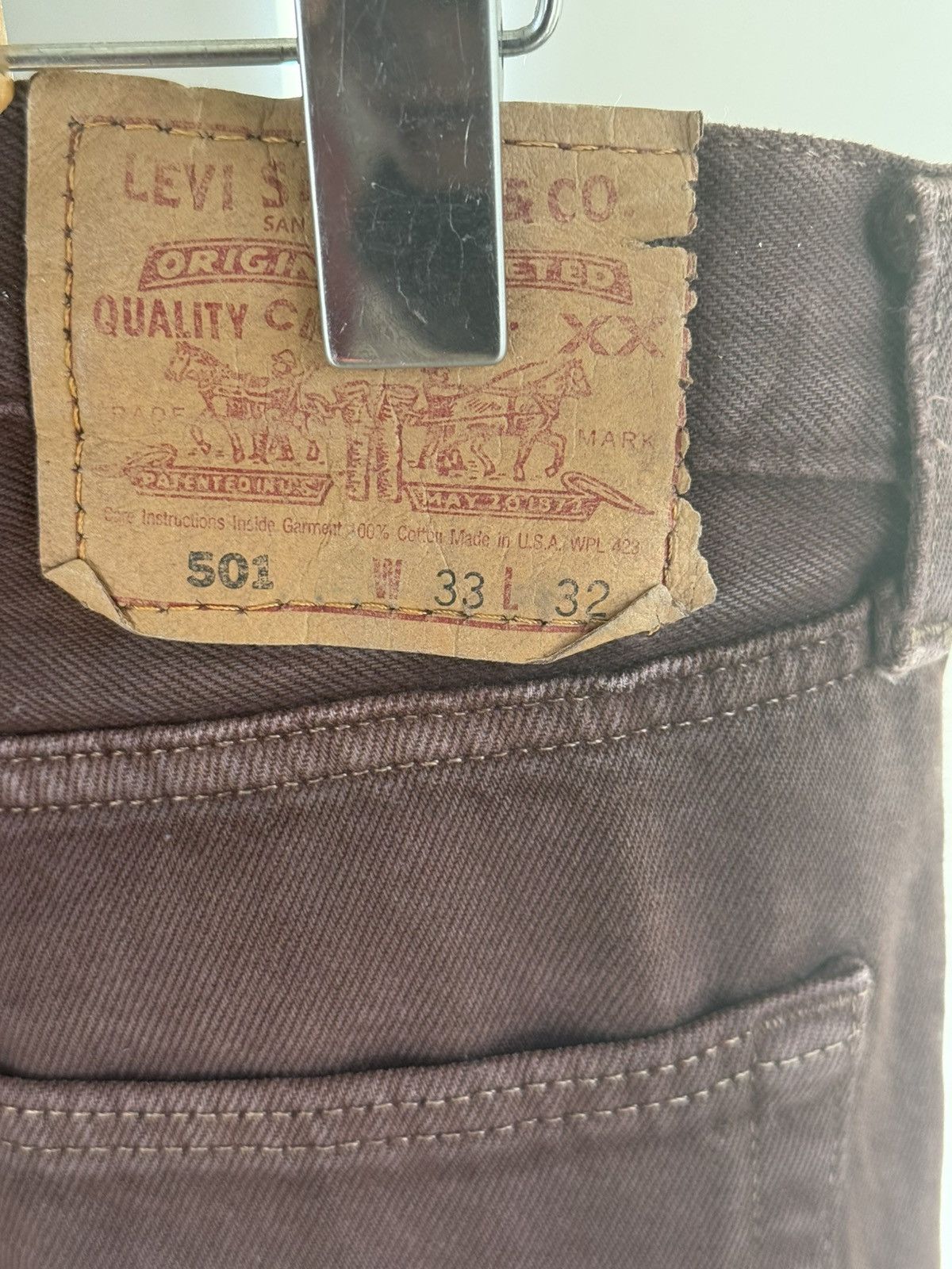 Levi's Vintage Clothing Custom Reworked Vintage Brown Levi's 501 - Oasis Patches Size US 33 - 2 Thumbnail