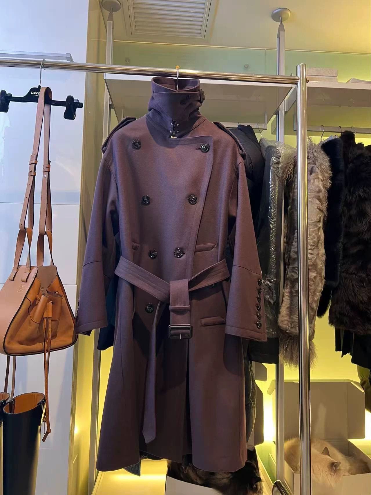 Burberry Burberry Runway Wool Coat Deep Raspberry Purple Quilted S Size S / US 4 / IT 40 - 3 Thumbnail