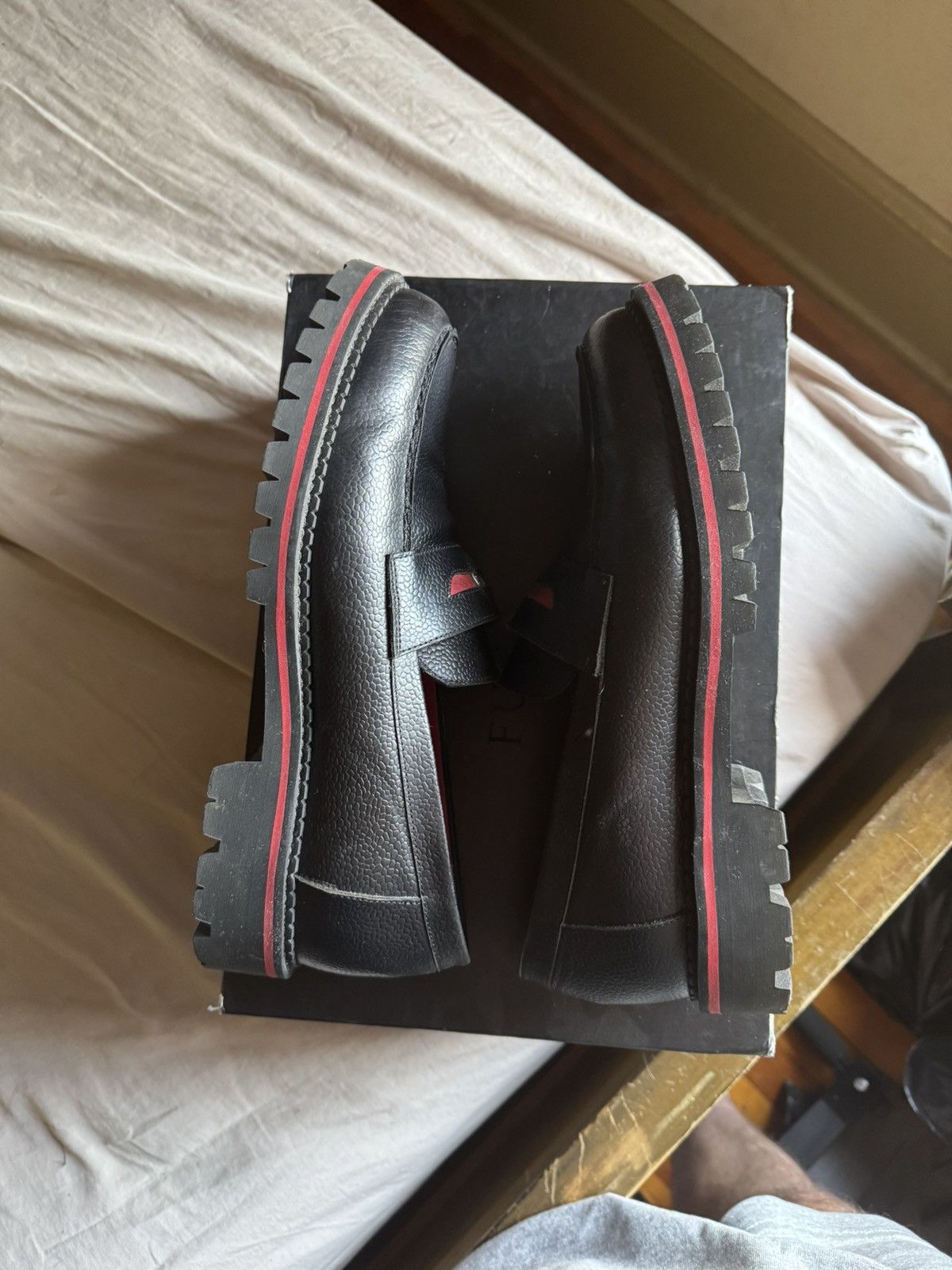 Fugazi Fugazi Two Cent Loafer Lug Sole Black/Red Gucci Inspired Size US 10 / EU 43 - 3 Thumbnail