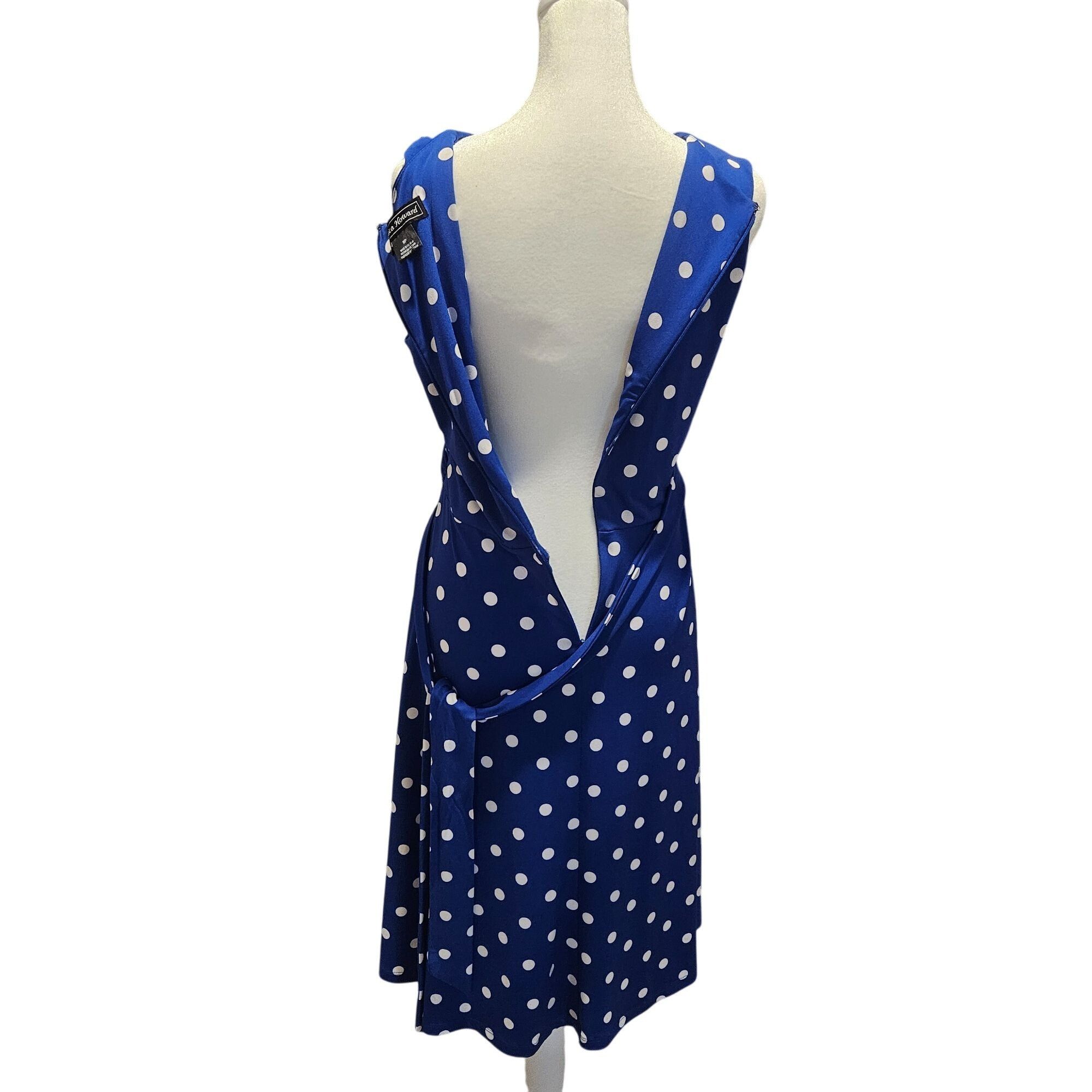 Other Jessica Howard Blue 8P Midi Dress Polka Dot Retro Chic Cotta Size M / US 6-8 / IT 42-44 - 6 Thumbnail