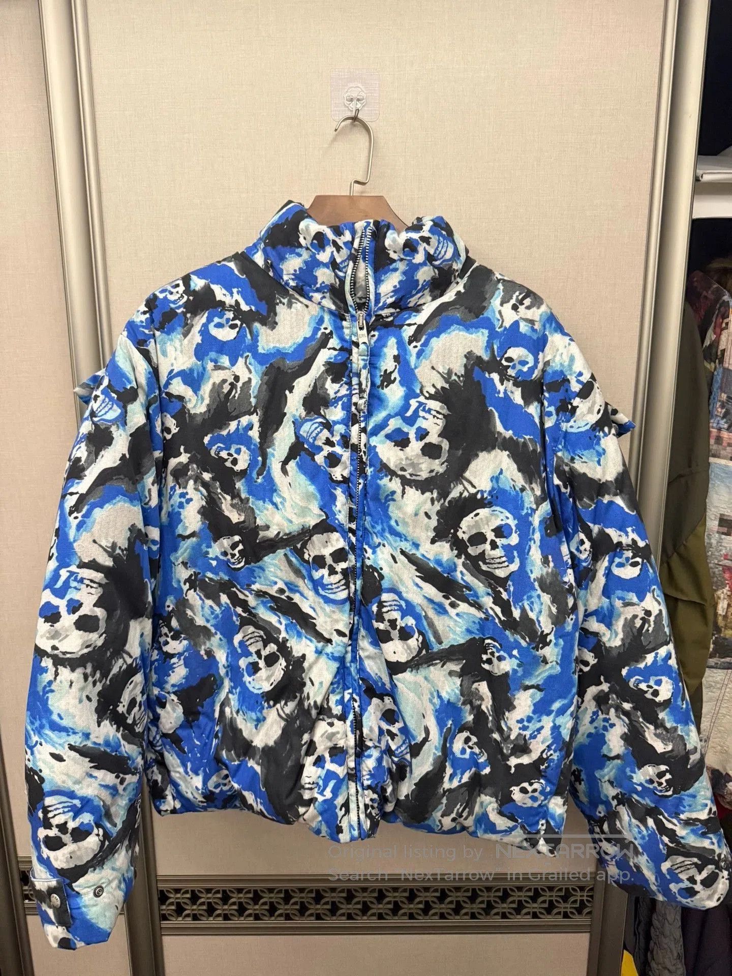 ERL Blue Skull Print Puffer Jacket Size L. Size US L / EU 52-54 / 3 - 1 Thumbnail