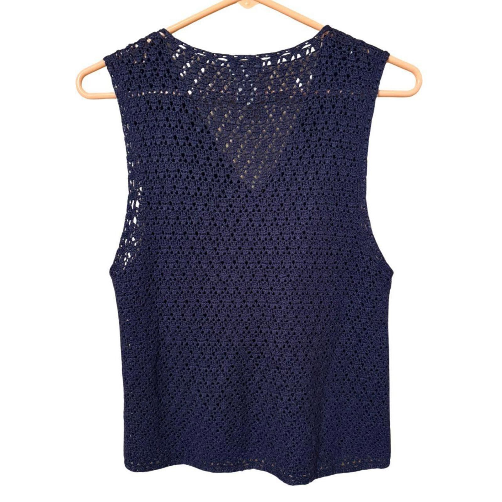 L.L. Bean Vintage 90s LL Bean Silk and Wool Crochet Vest Size XS / US 0-2 / IT 36-38 - 2 Thumbnail