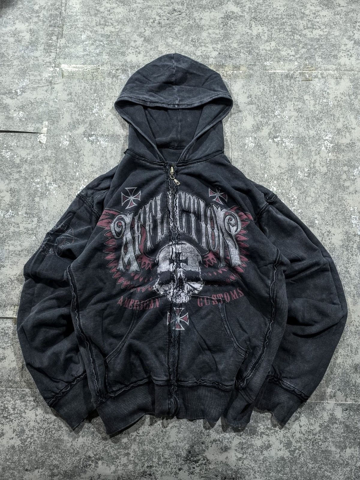 Affliction vtg affliction double sided 2XL hoodie Size US XXL / EU 58 / 5 - 1 Thumbnail