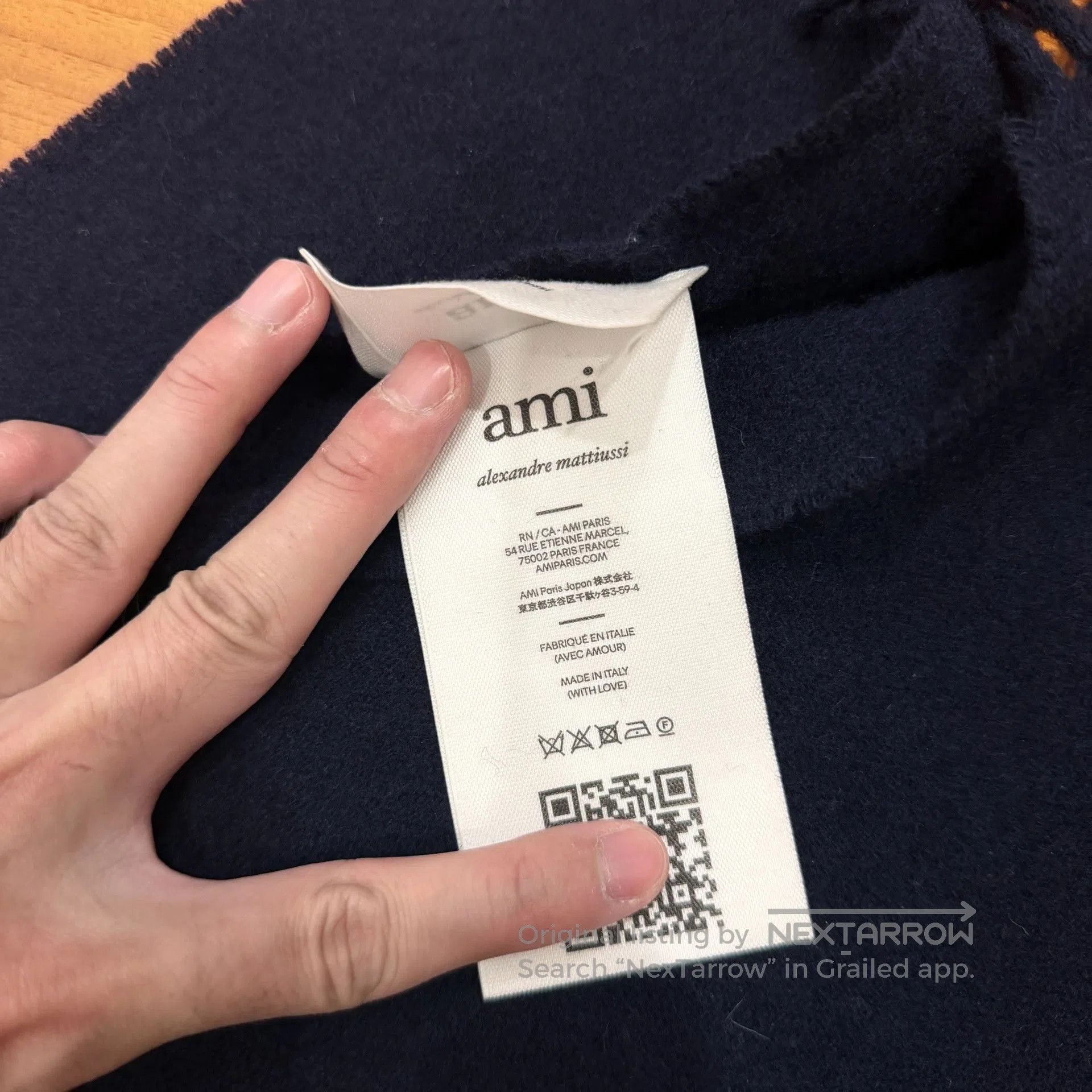AMI AMI PARIS Navy Blue Wool Scarf. Size ONE SIZE - 4 Thumbnail