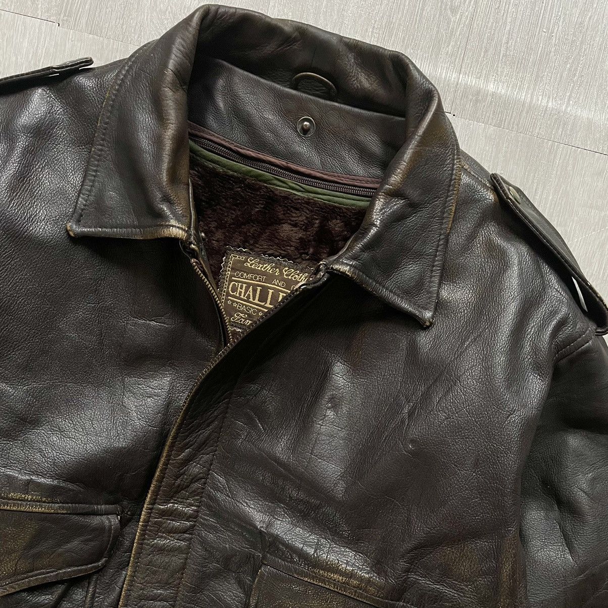 Other Challenge Vintage Pilot Flight Genuine Leather Jacket Size US L / EU 52-54 / 3 - 2 Thumbnail